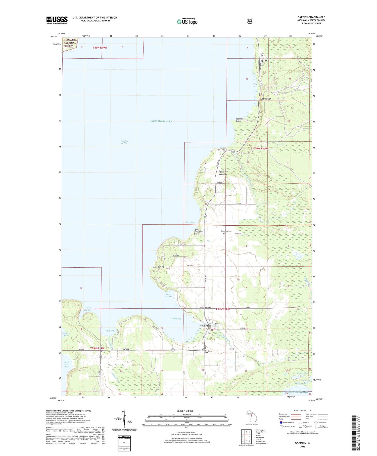 Garden Michigan US Topo Map Image