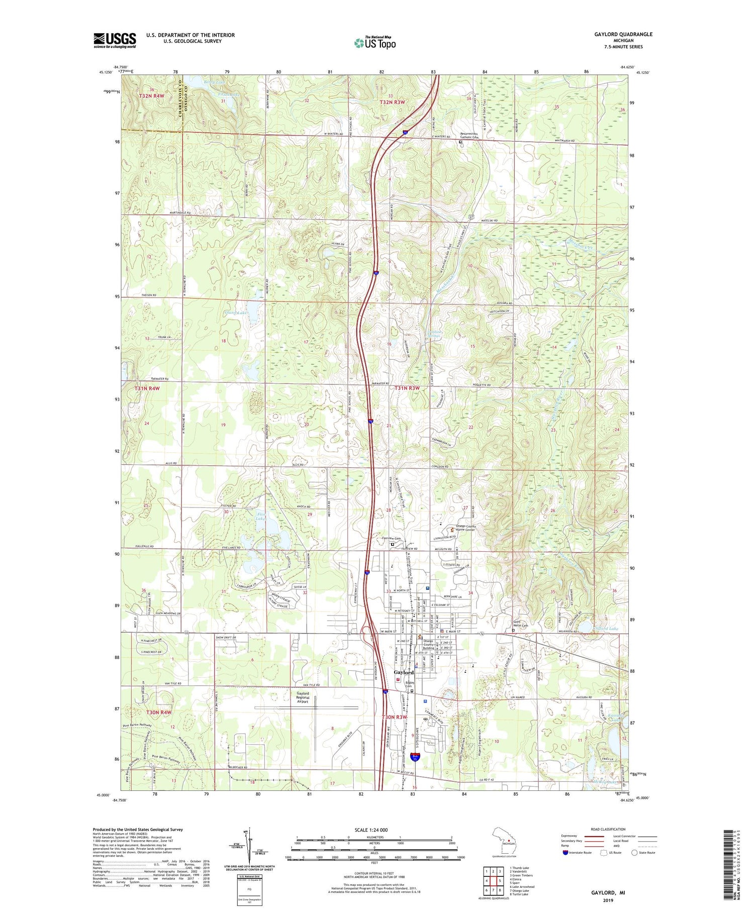Gaylord Michigan US Topo Map Image