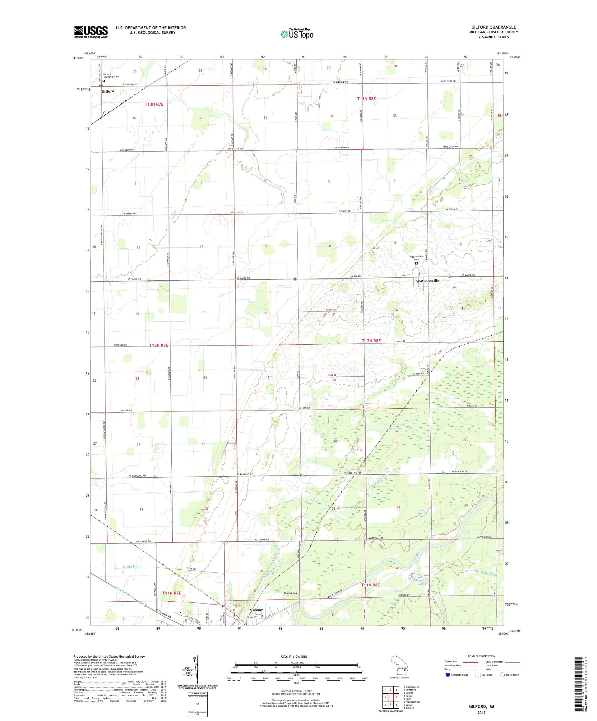 Gilford Michigan US Topo Map – MyTopo Map Store