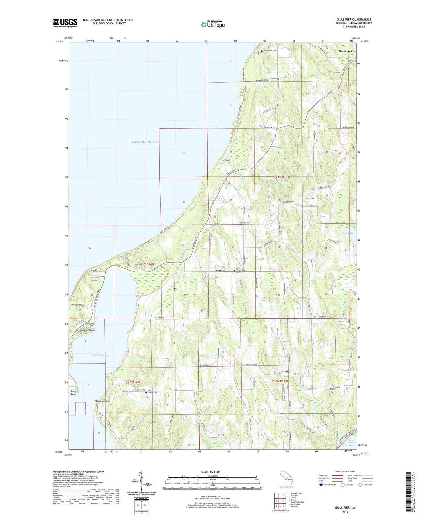 Gills Pier Michigan US Topo Map Image