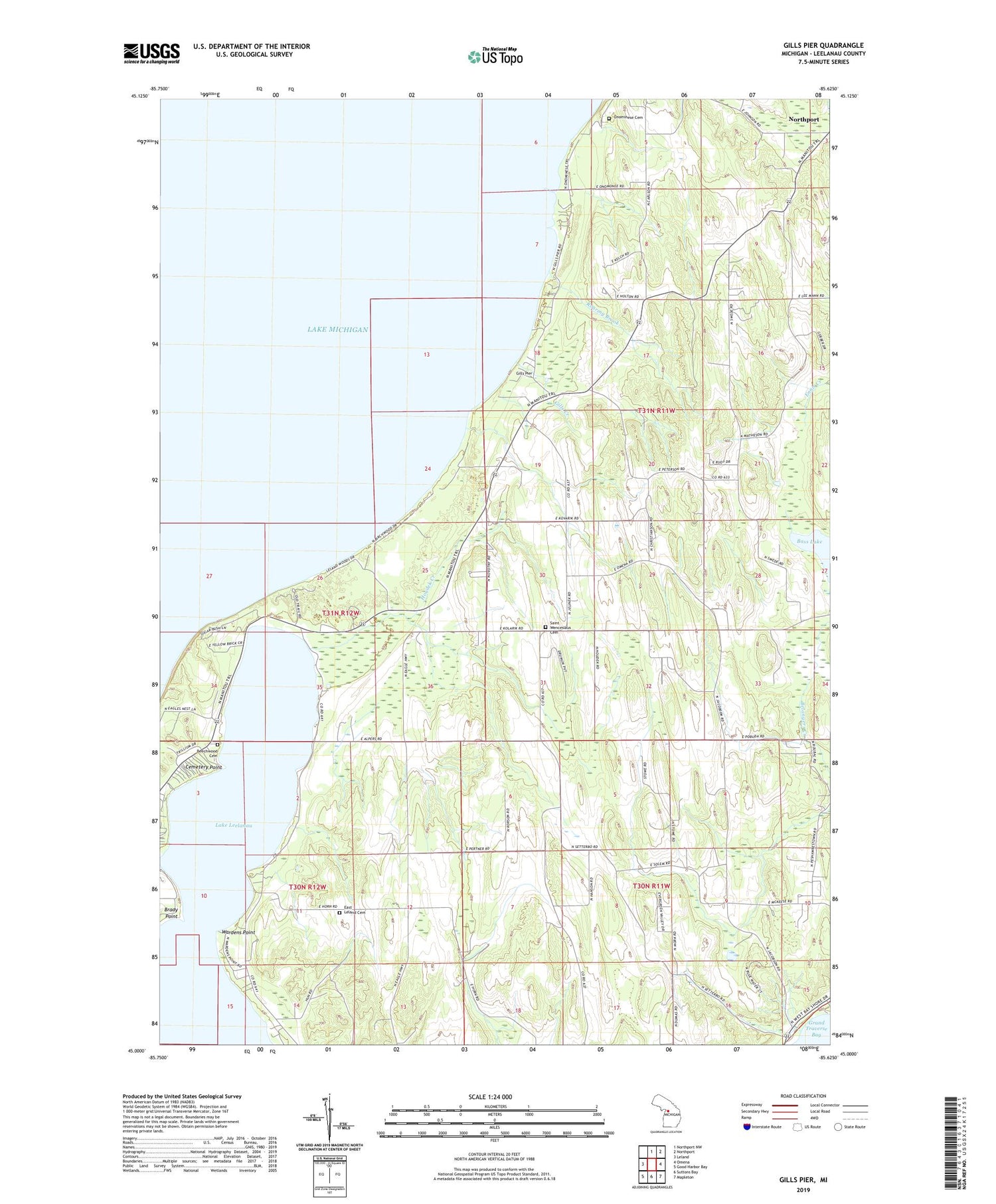 Gills Pier Michigan US Topo Map Image