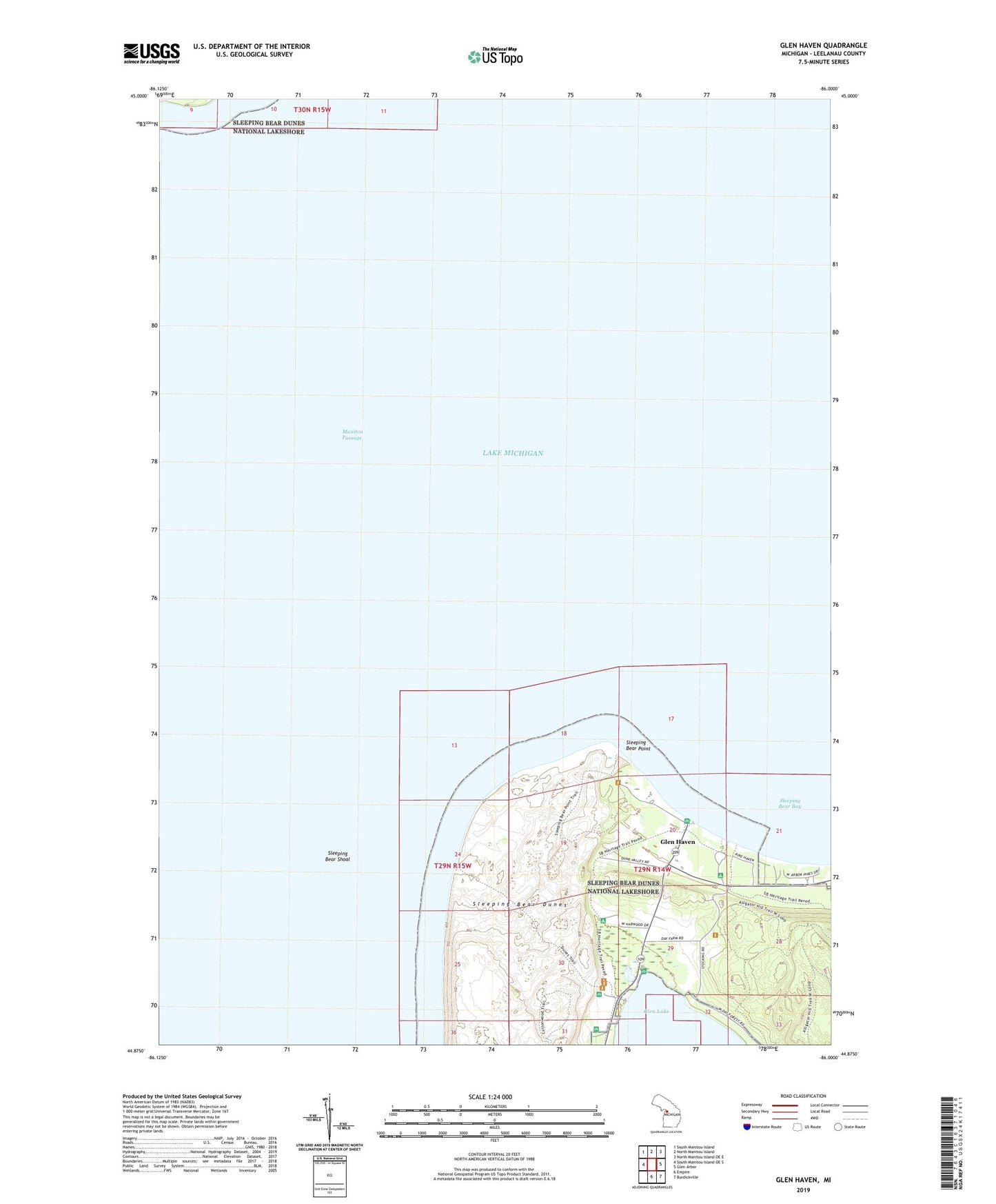 Glen Haven Michigan US Topo Map Image