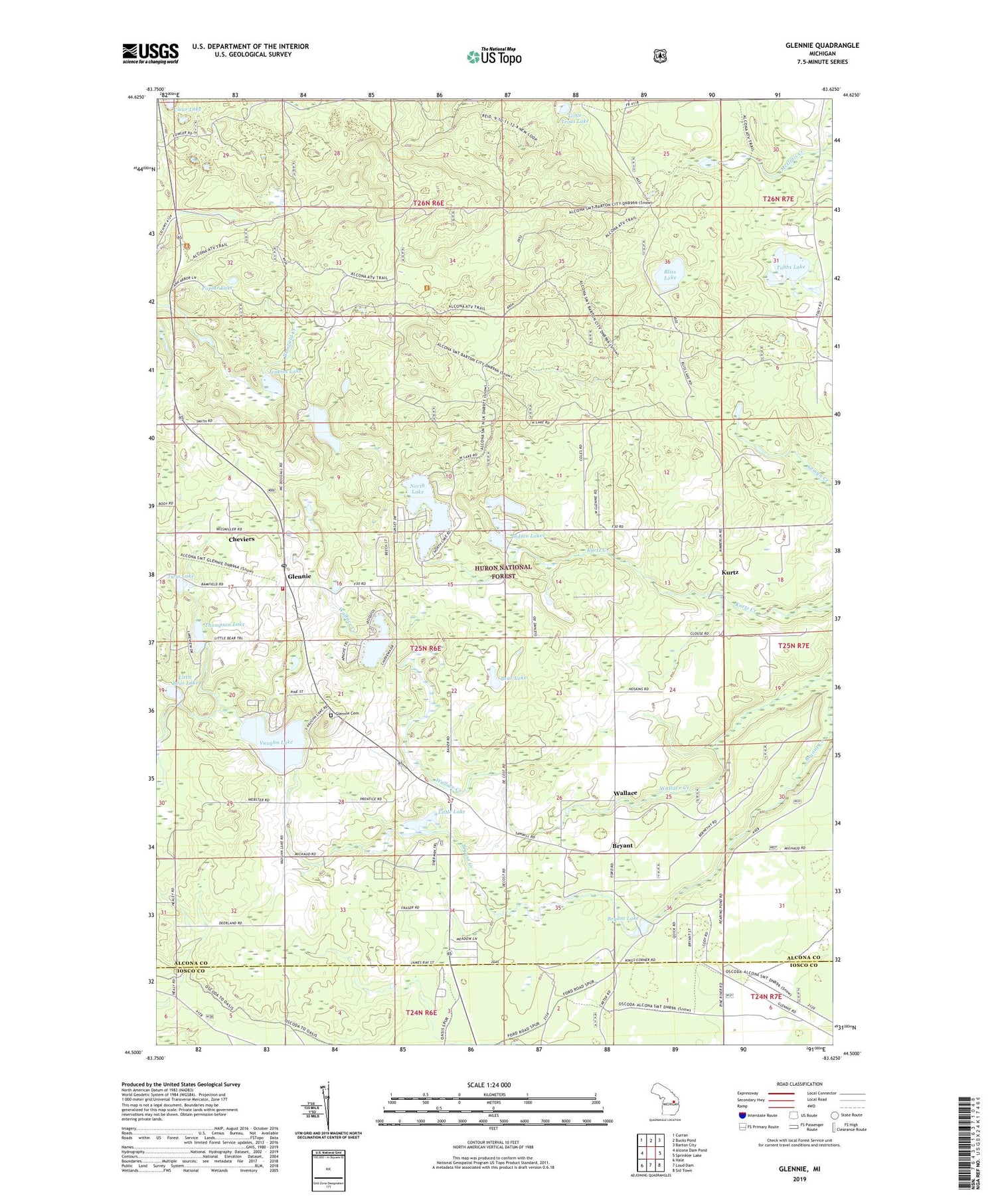 Glennie Michigan US Topo Map Image