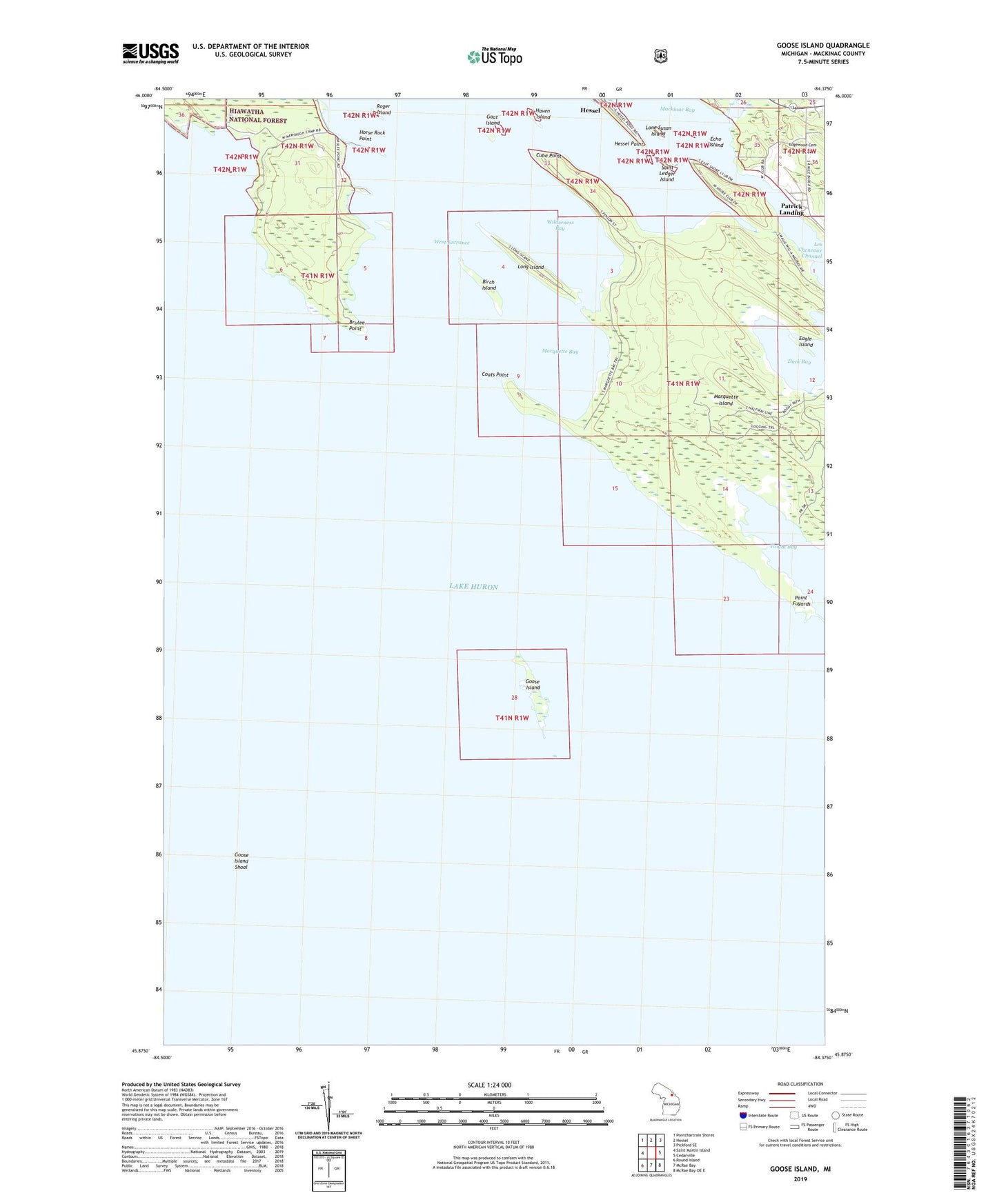 Goose Island Michigan US Topo Map Image