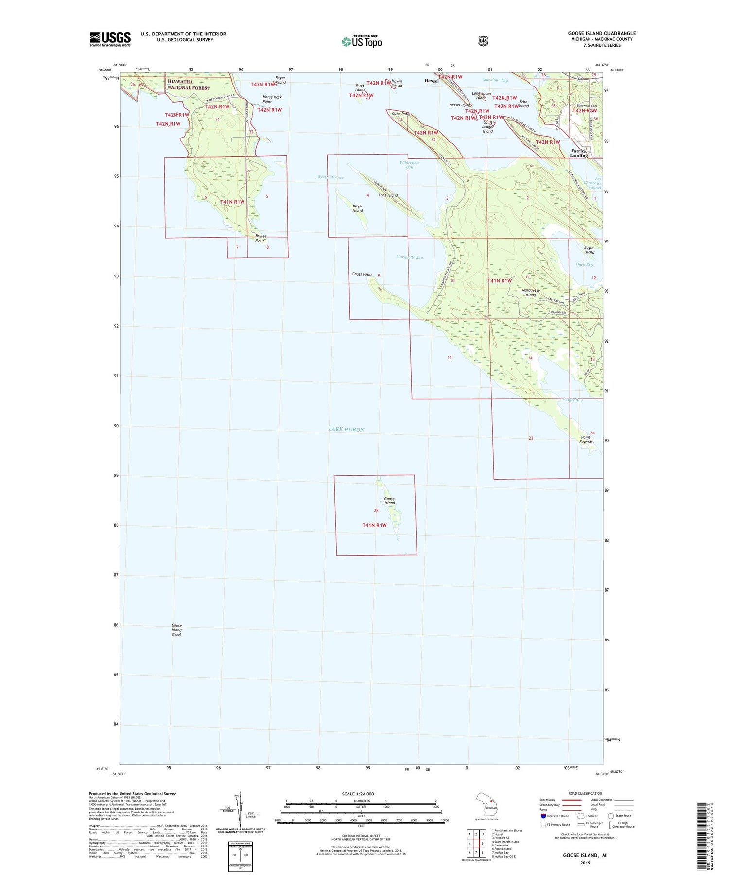 Goose Island Michigan US Topo Map Image