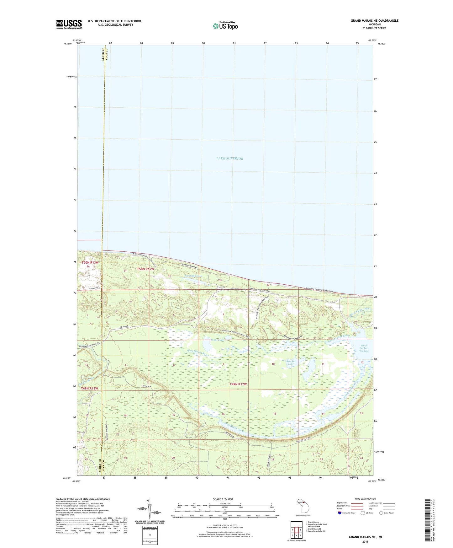Grand Marais NE Michigan US Topo Map Image