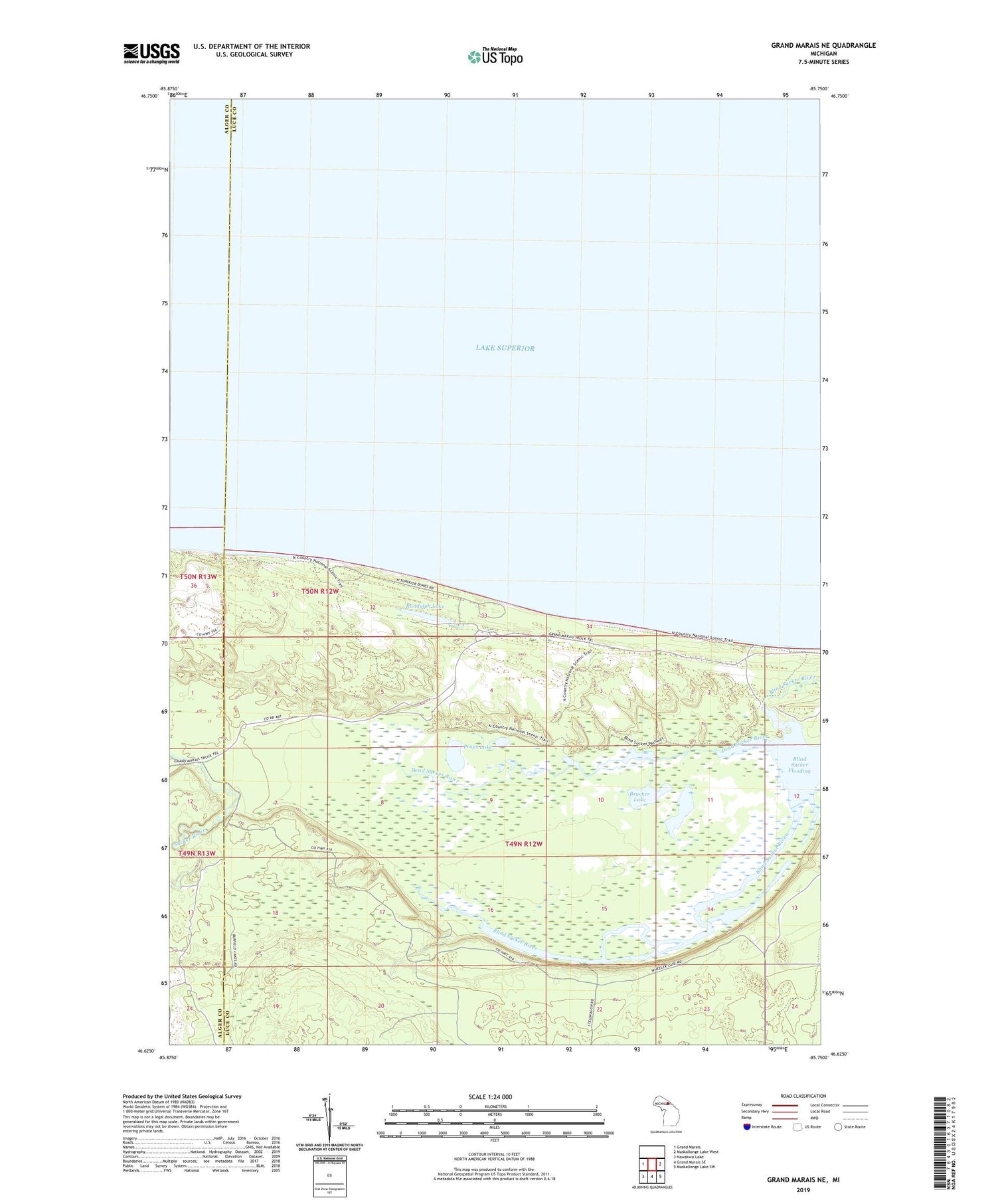 Grand Marais NE Michigan US Topo Map Image