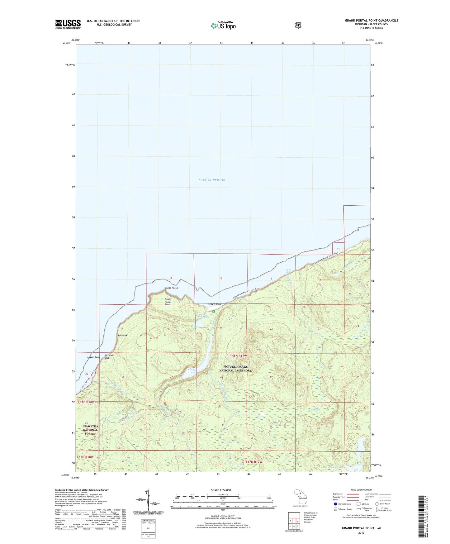 Grand Portal Point Michigan US Topo Map Image