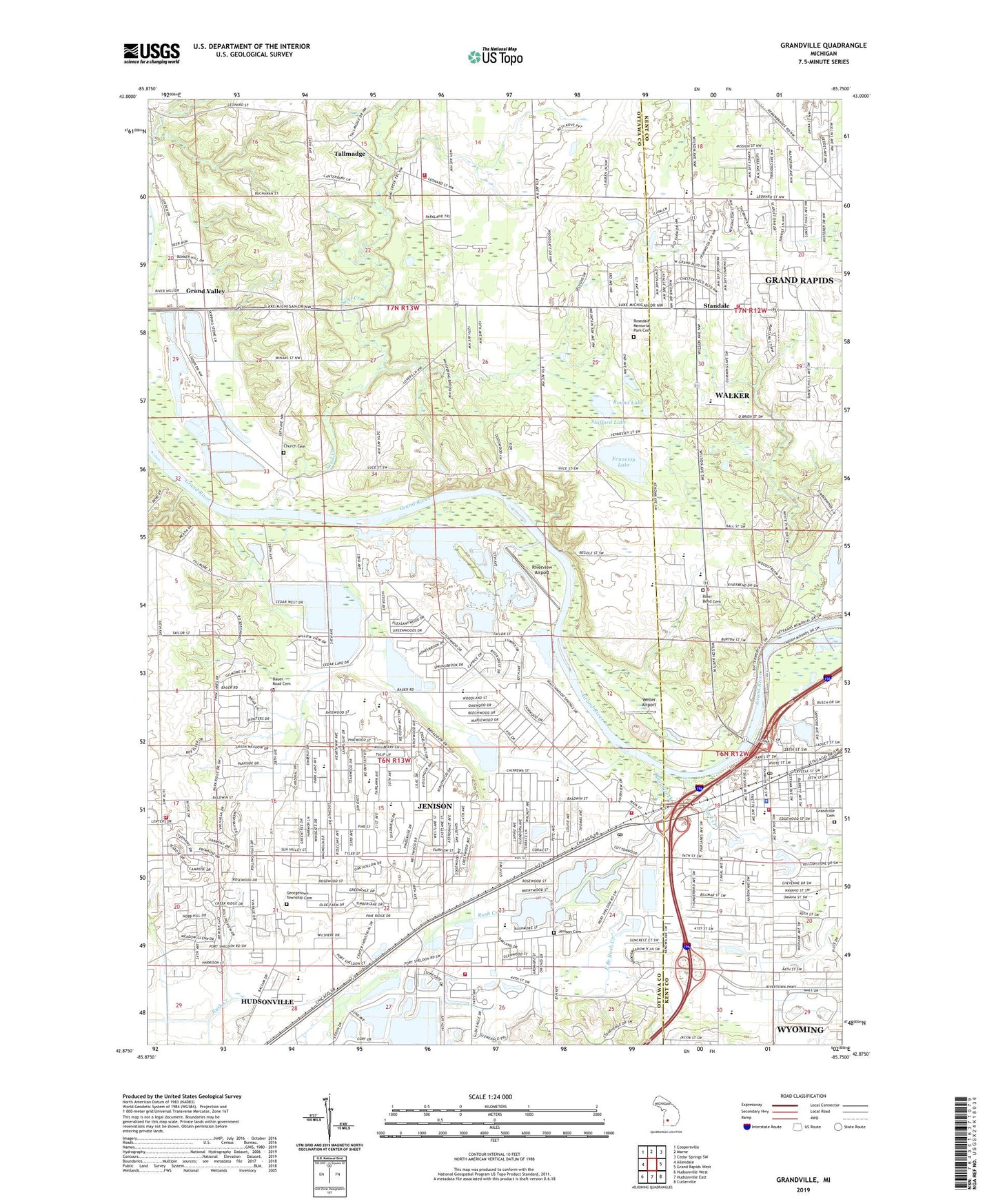 Grandville Michigan US Topo Map Image