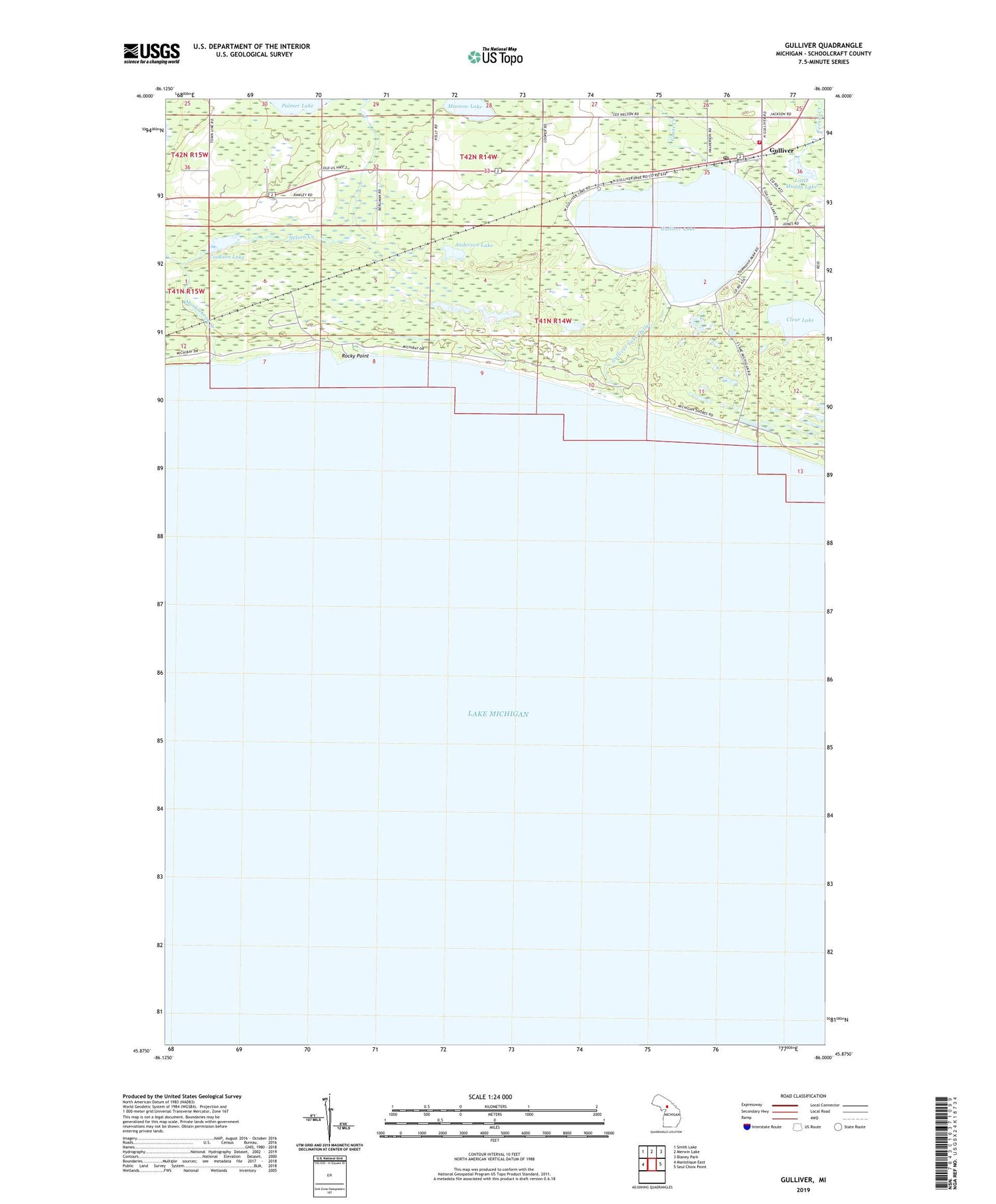 Gulliver Michigan US Topo Map Image