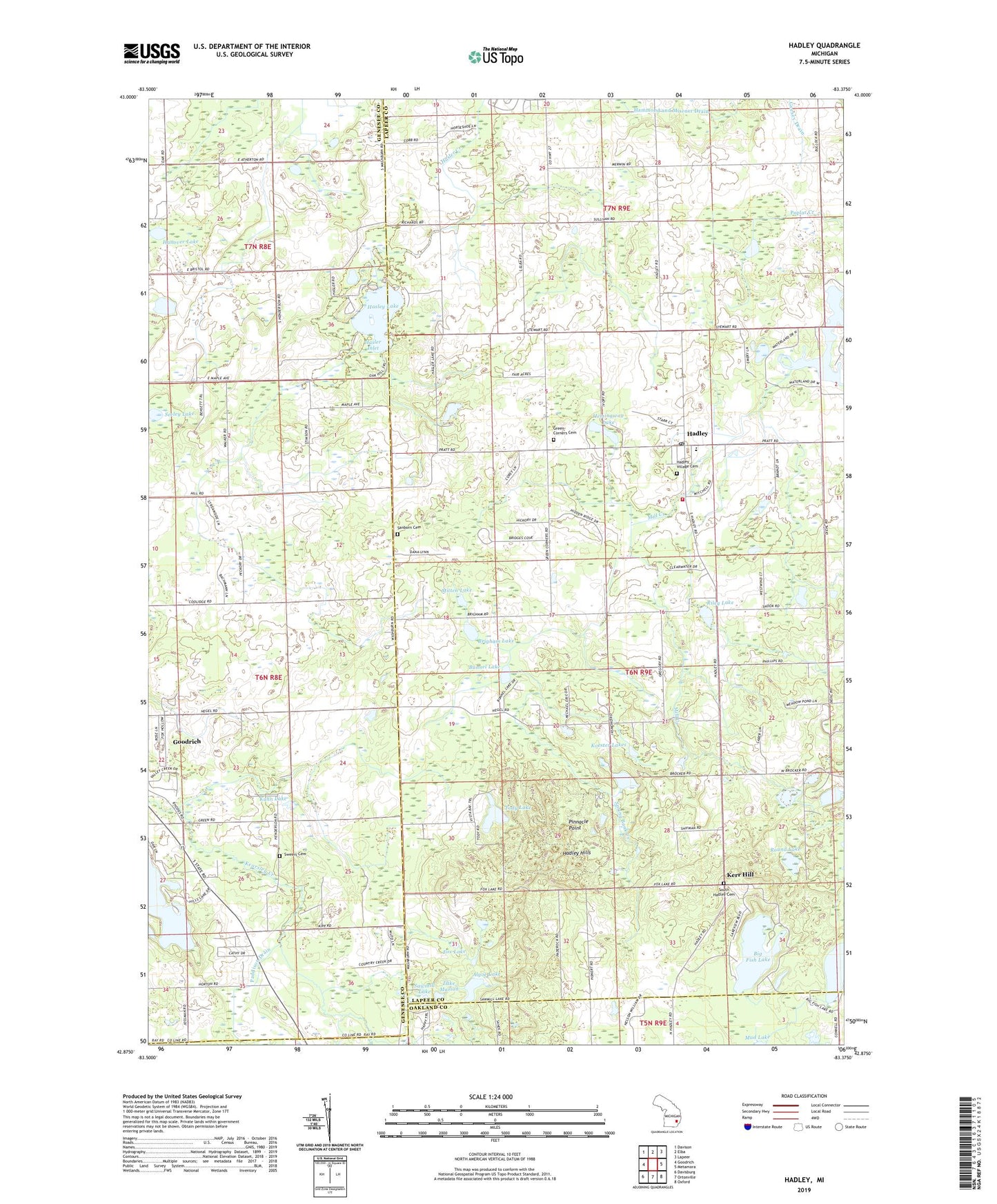 Hadley Michigan US Topo Map Image
