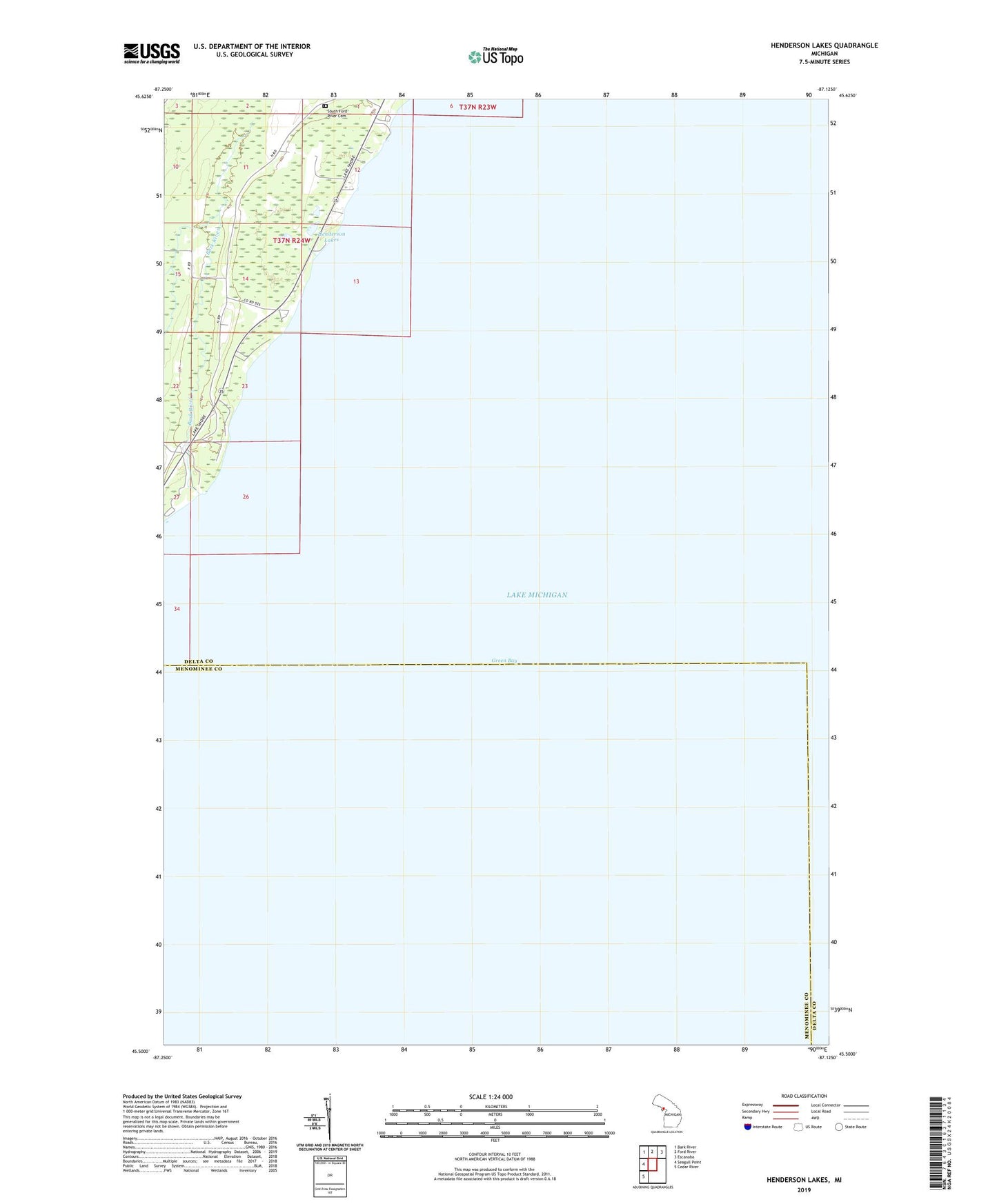Henderson Lakes Michigan US Topo Map Image