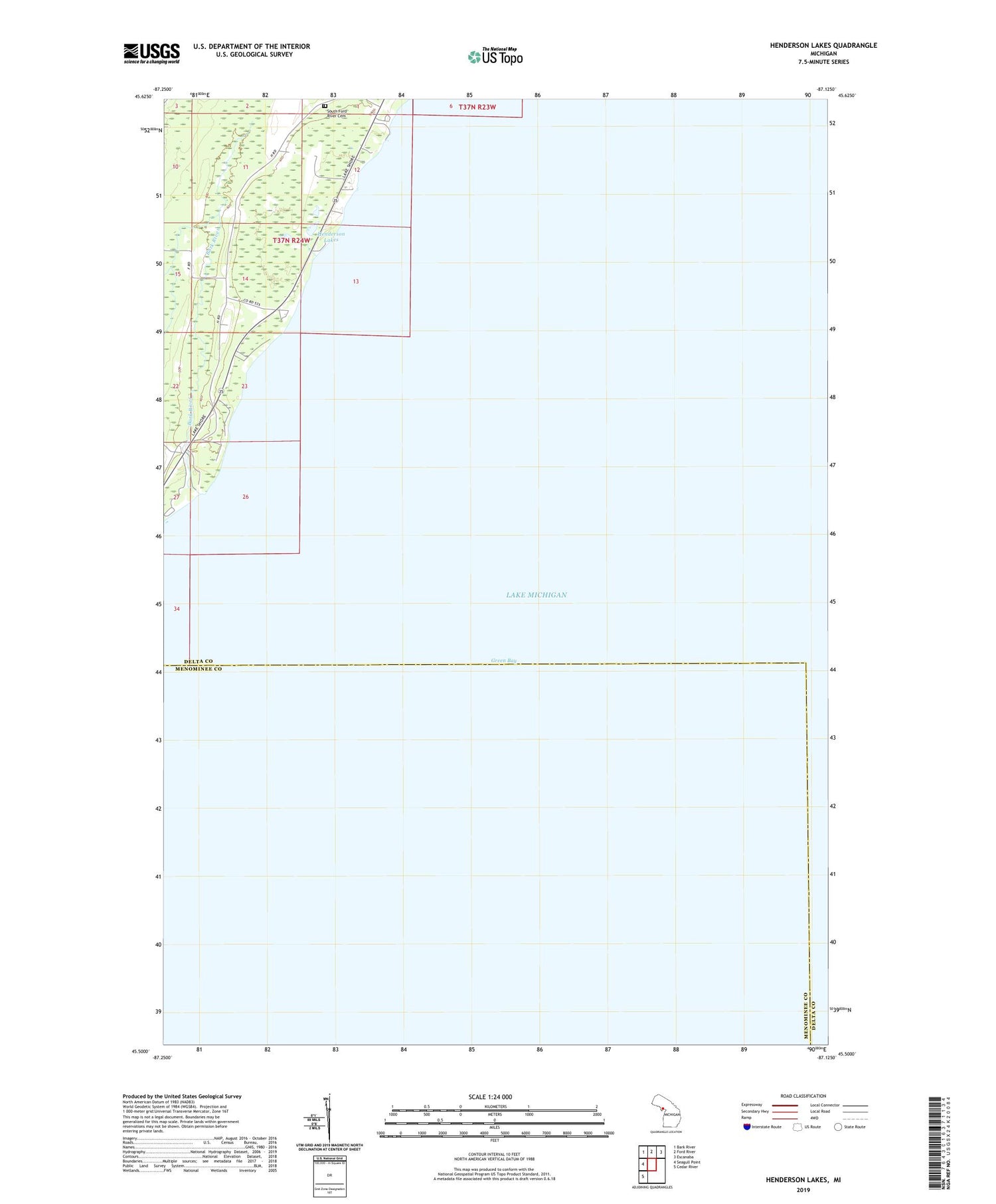 Henderson Lakes Michigan US Topo Map Image