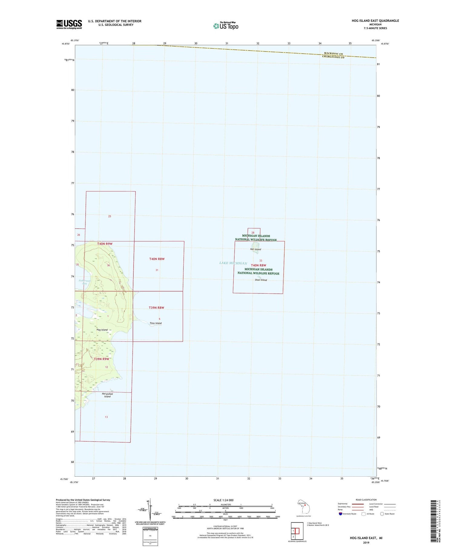 Hog Island East Michigan US Topo Map Image