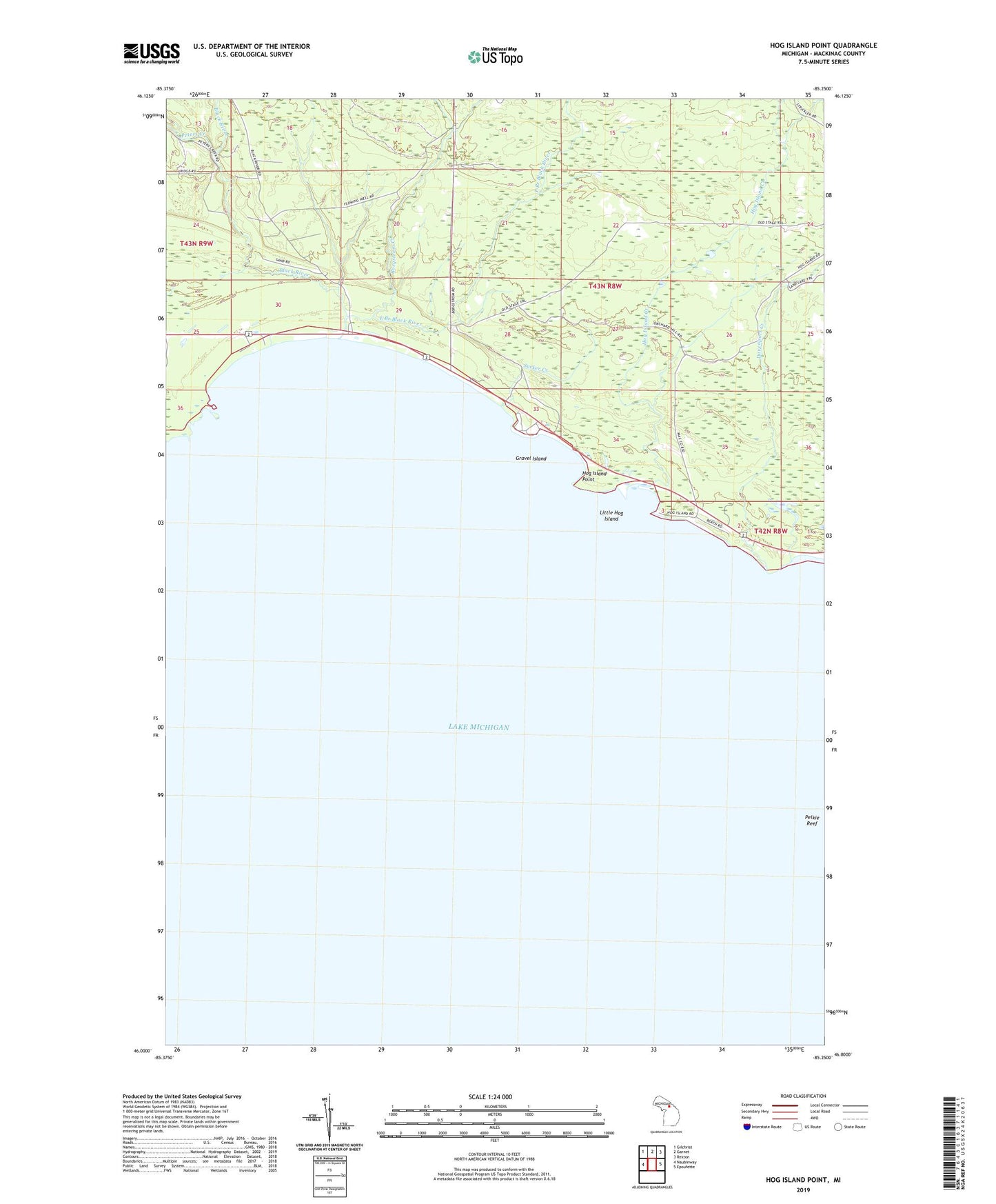 Hog Island Point Michigan US Topo Map Image