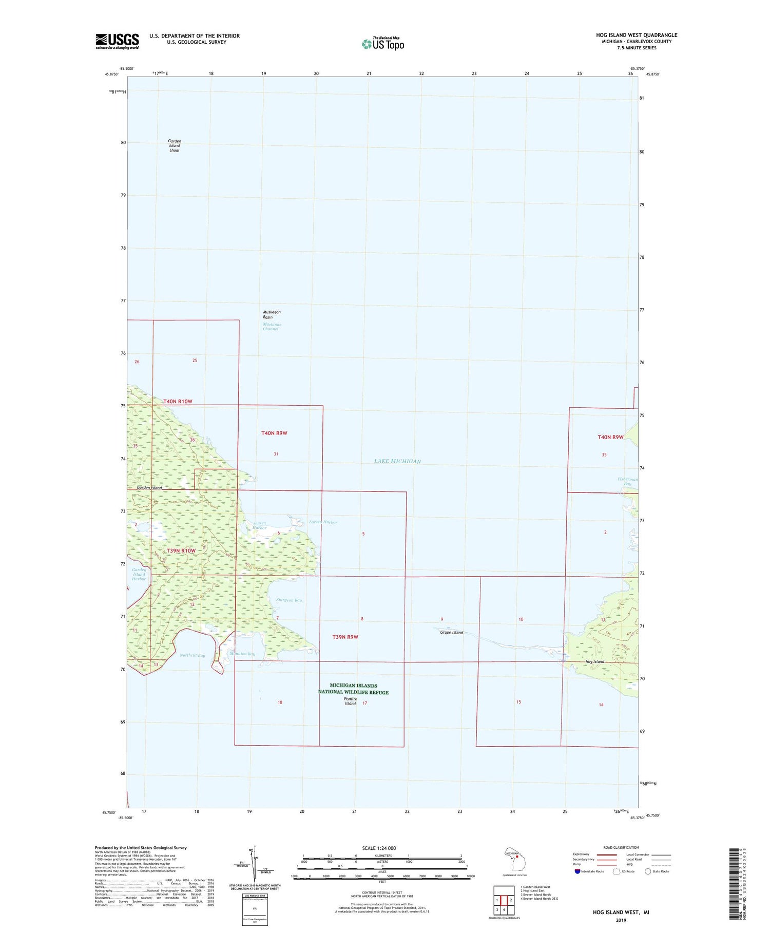 Hog Island West Michigan US Topo Map Image