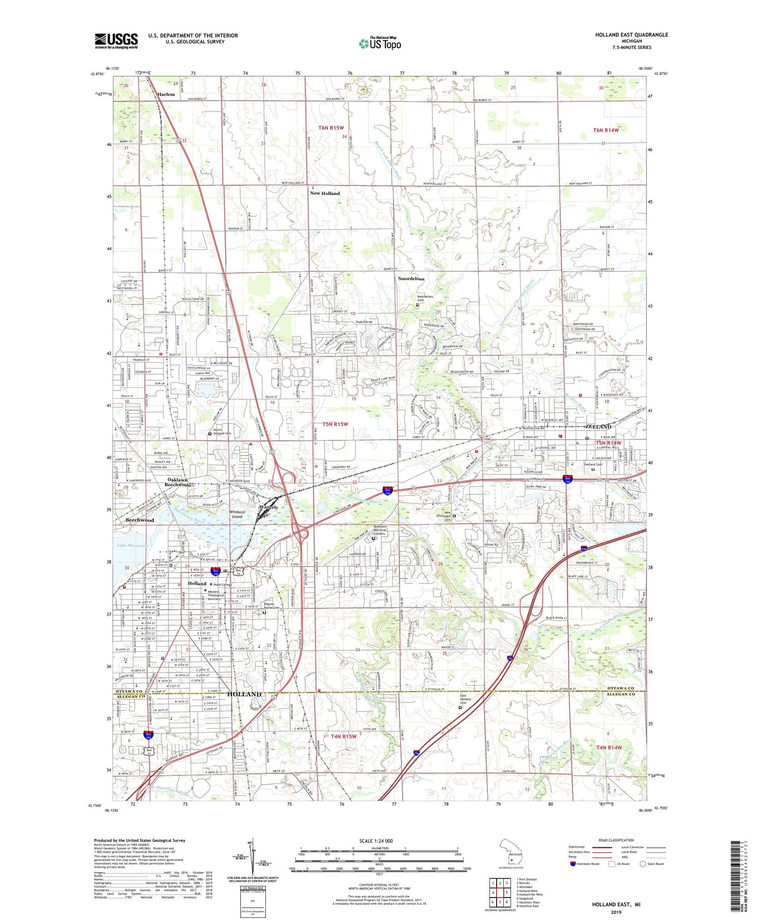 Holland East Michigan US Topo Map Image