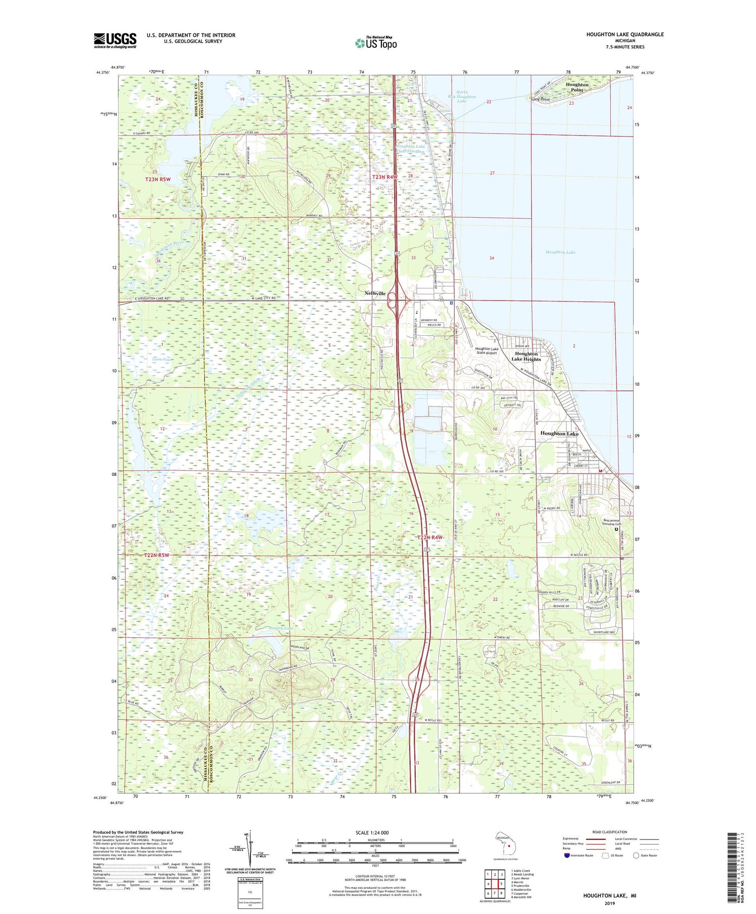 Houghton Lake Michigan US Topo Map Image