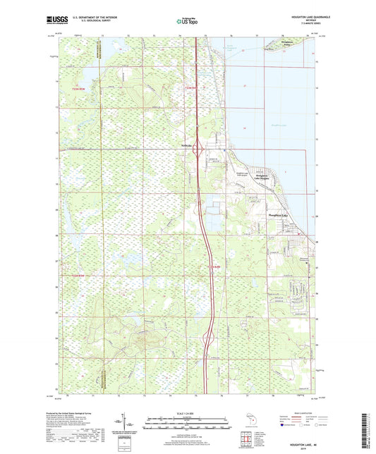Houghton Lake Michigan US Topo Map Image