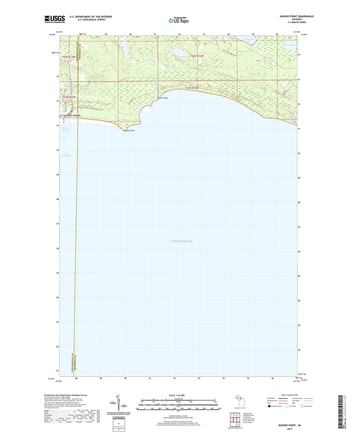Hughes Point Michigan US Topo Map Image