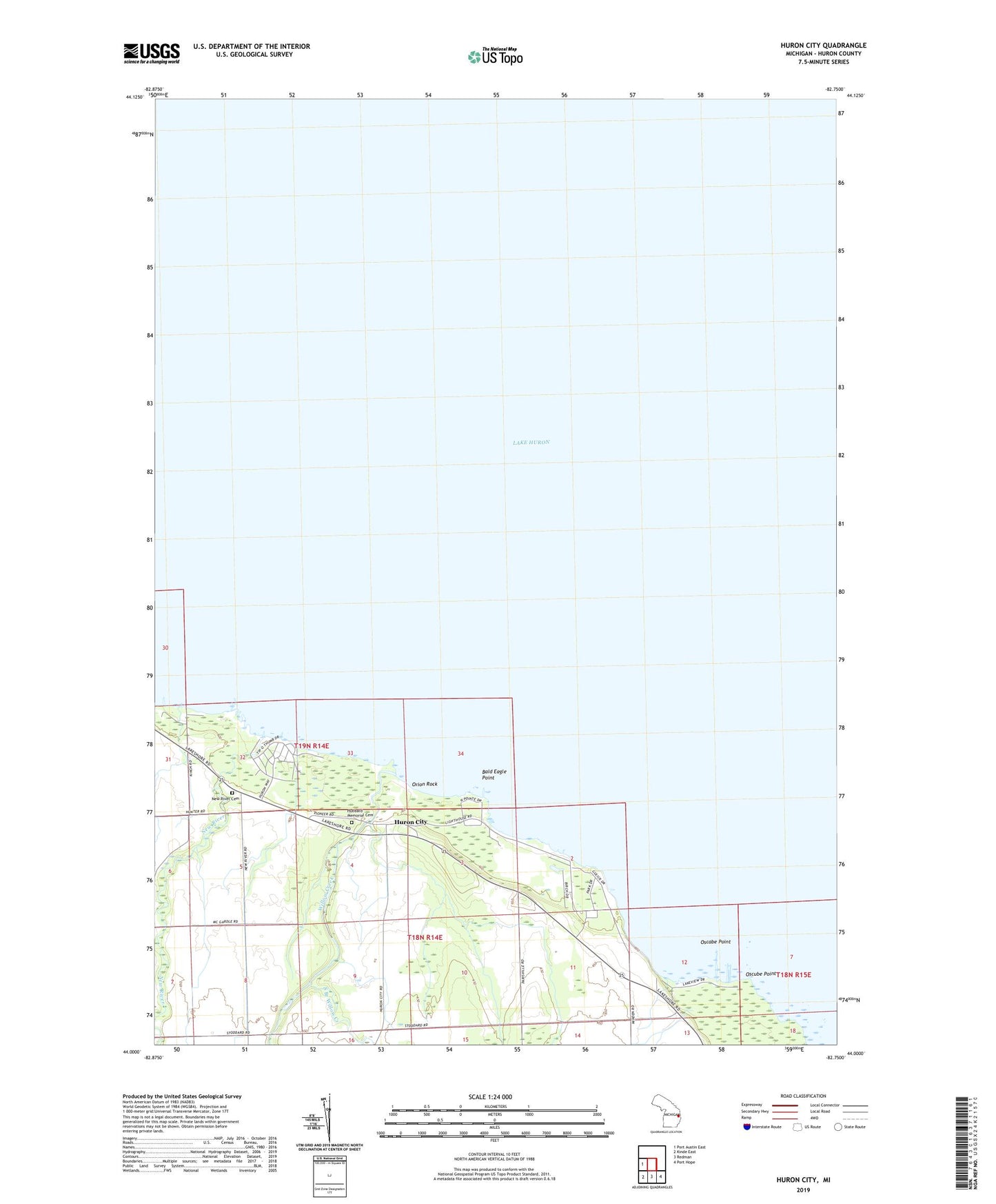 Huron City Michigan US Topo Map Image