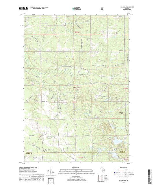 Island Lake Michigan US Topo Map Image