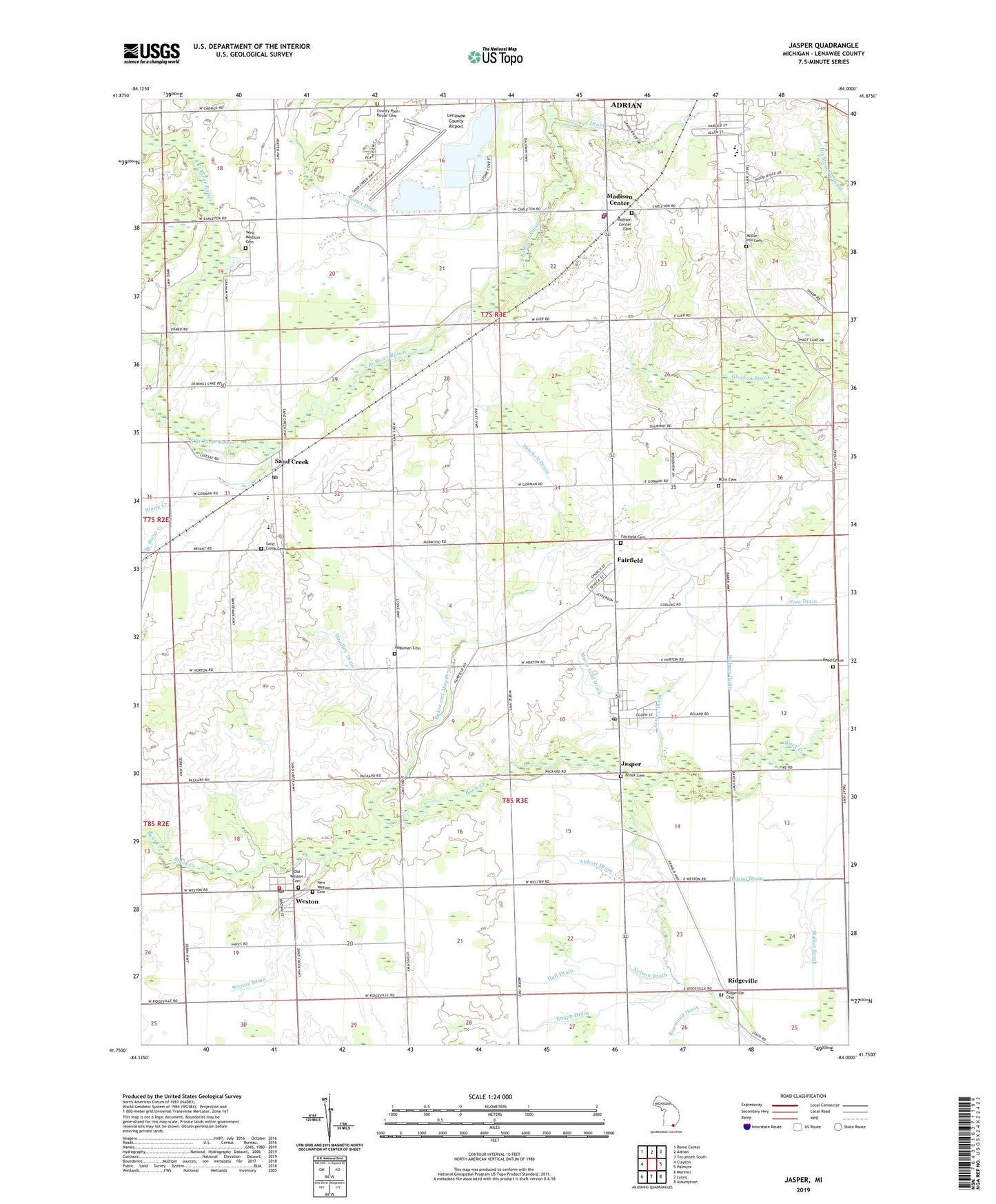 Jasper Michigan US Topo Map Image