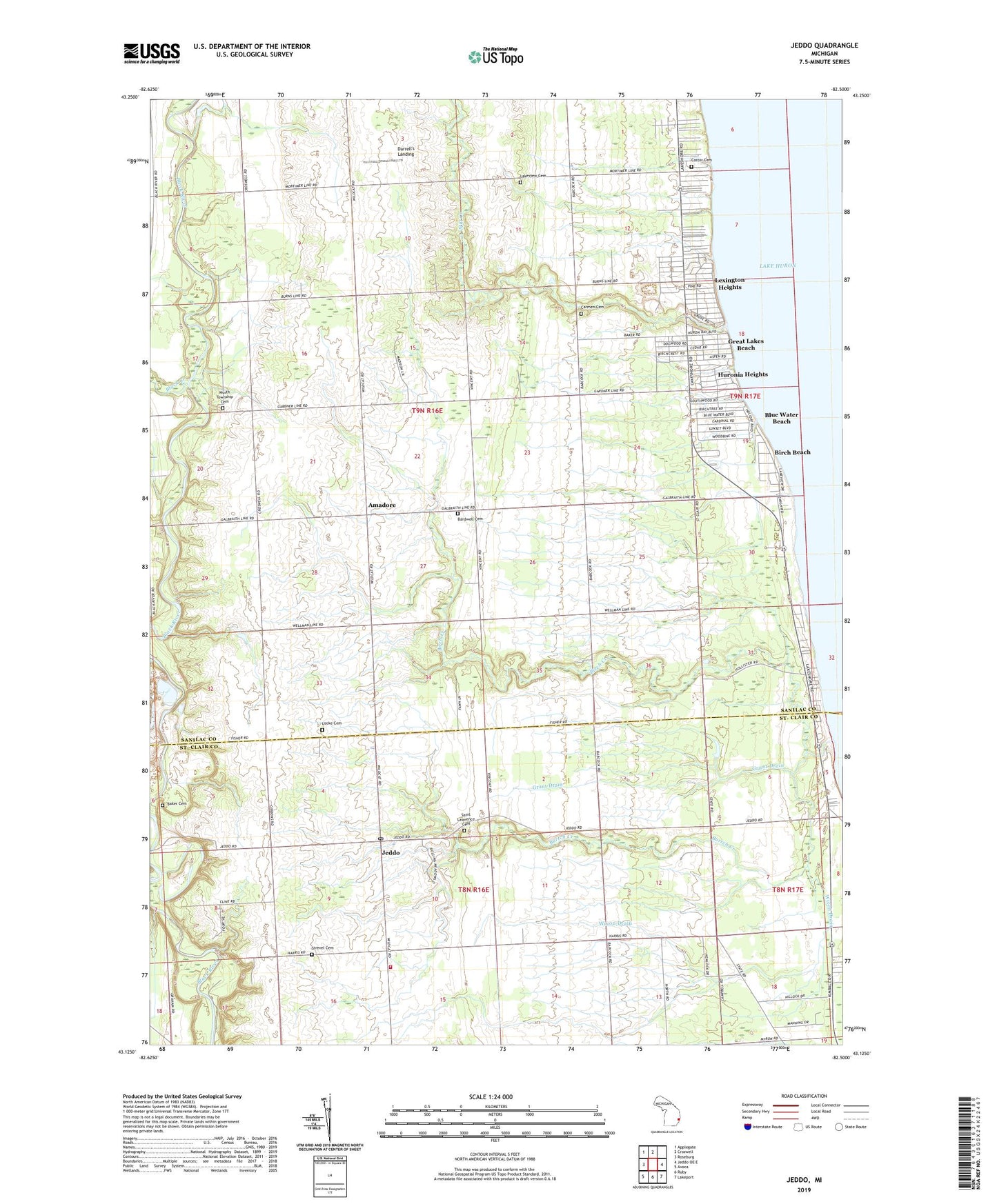 Jeddo Michigan US Topo Map Image