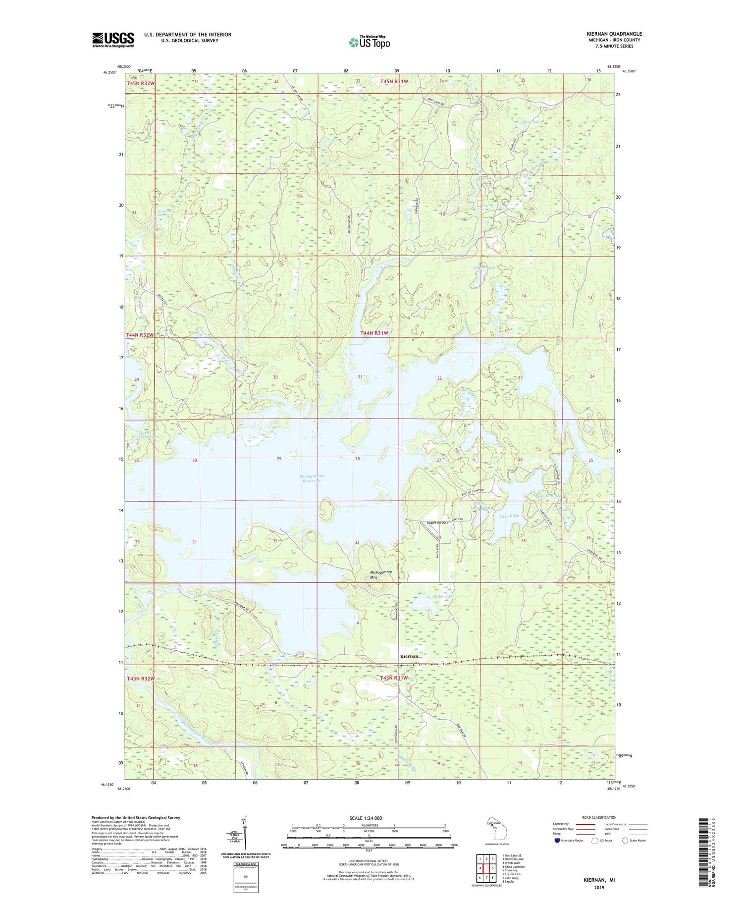 Kiernan Michigan US Topo Map Image