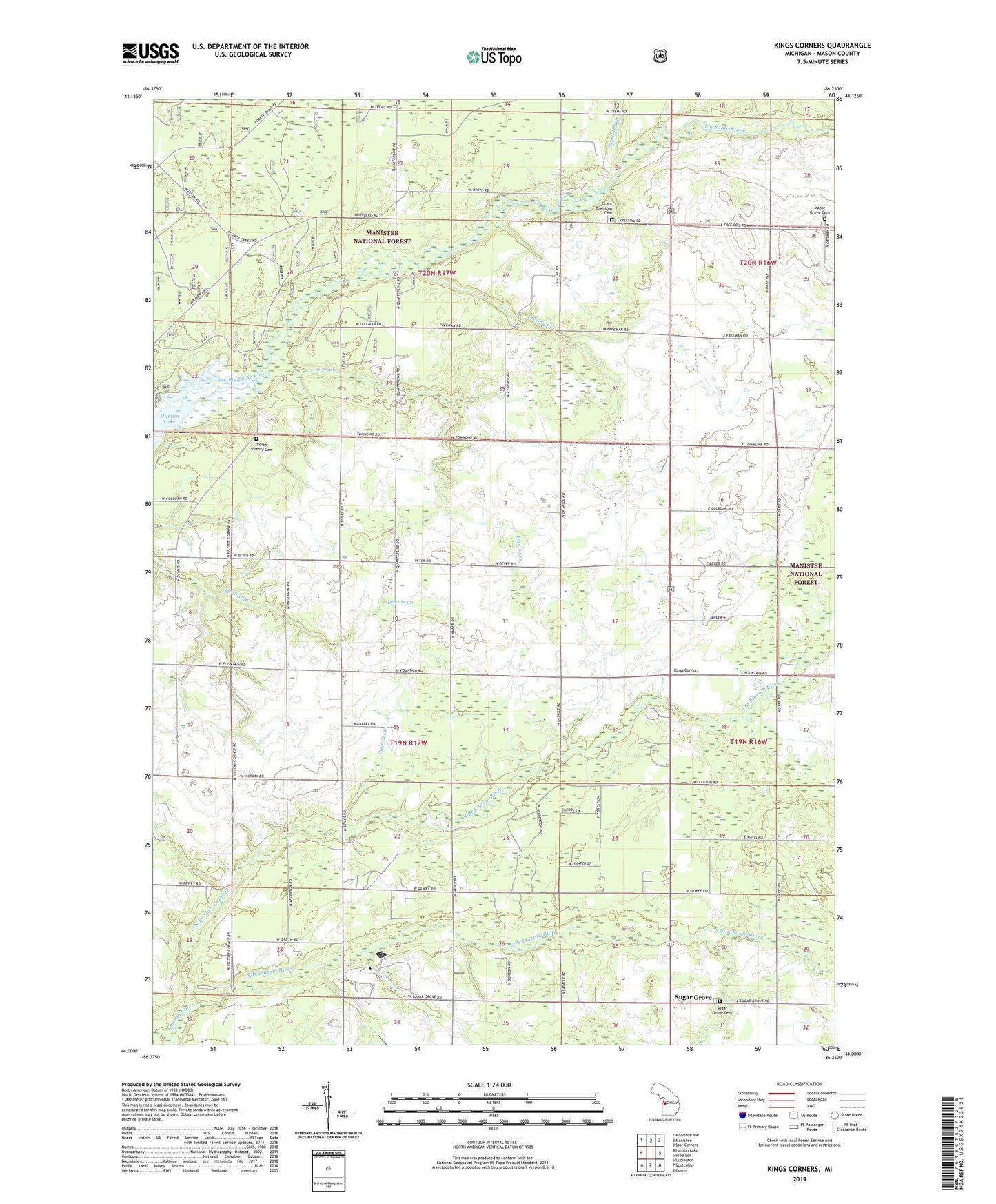 Kings Corners Michigan US Topo Map Image