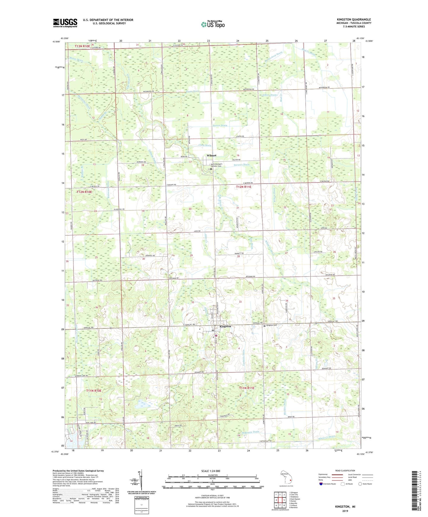 Kingston Michigan US Topo Map Image