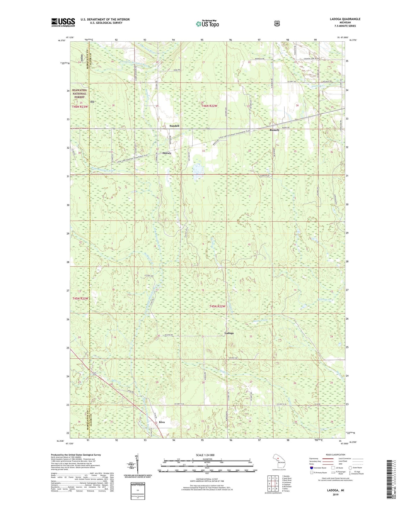 Ladoga Michigan US Topo Map Image