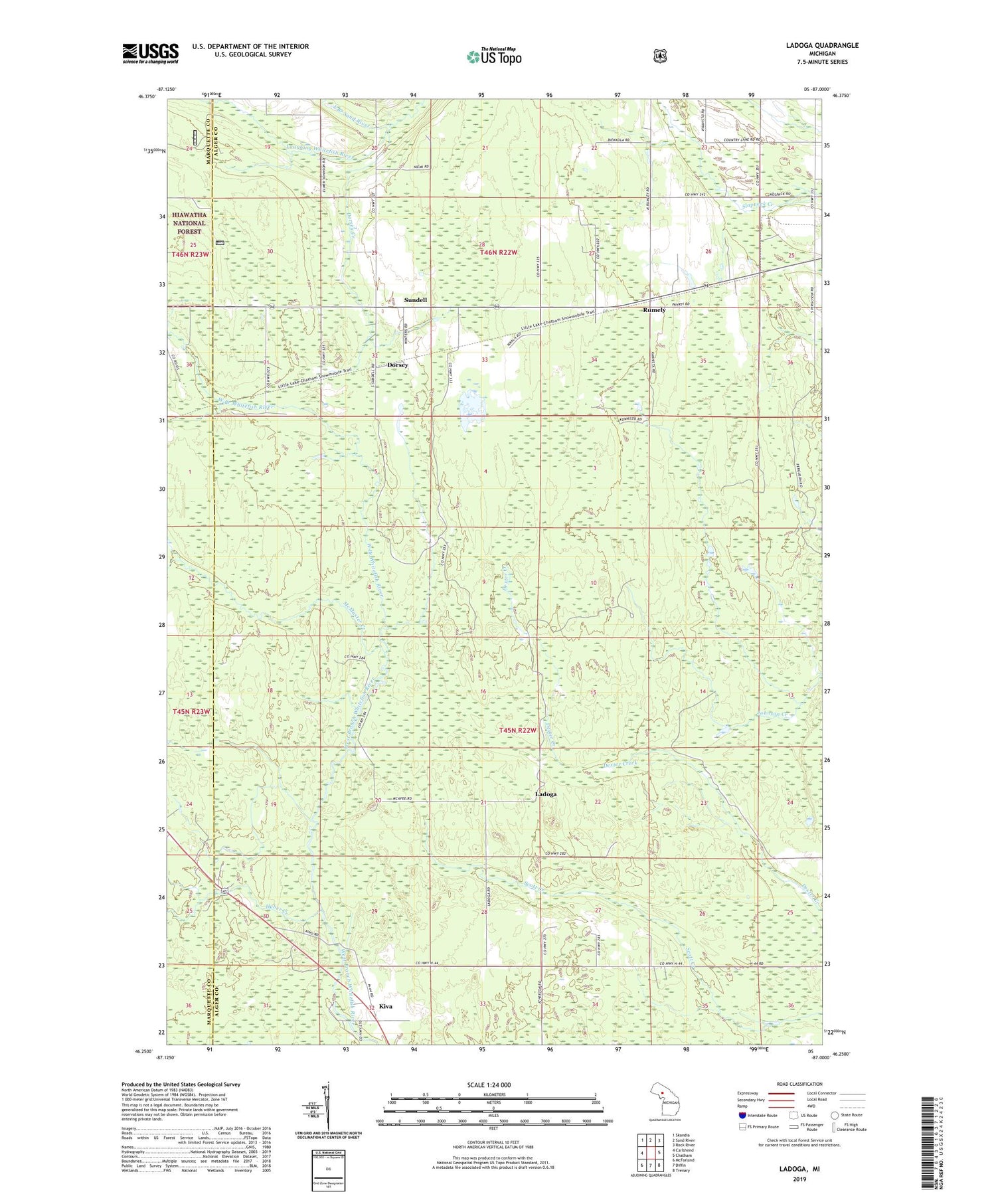 Ladoga Michigan US Topo Map Image