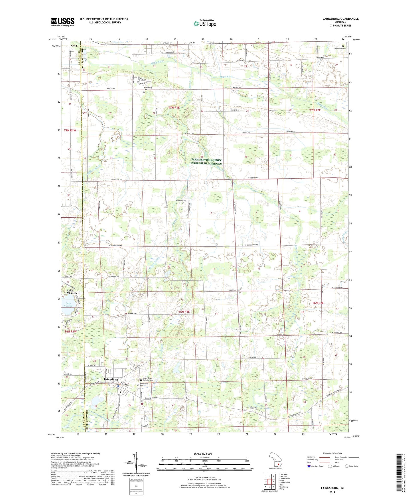 Laingsburg Michigan US Topo Map Image