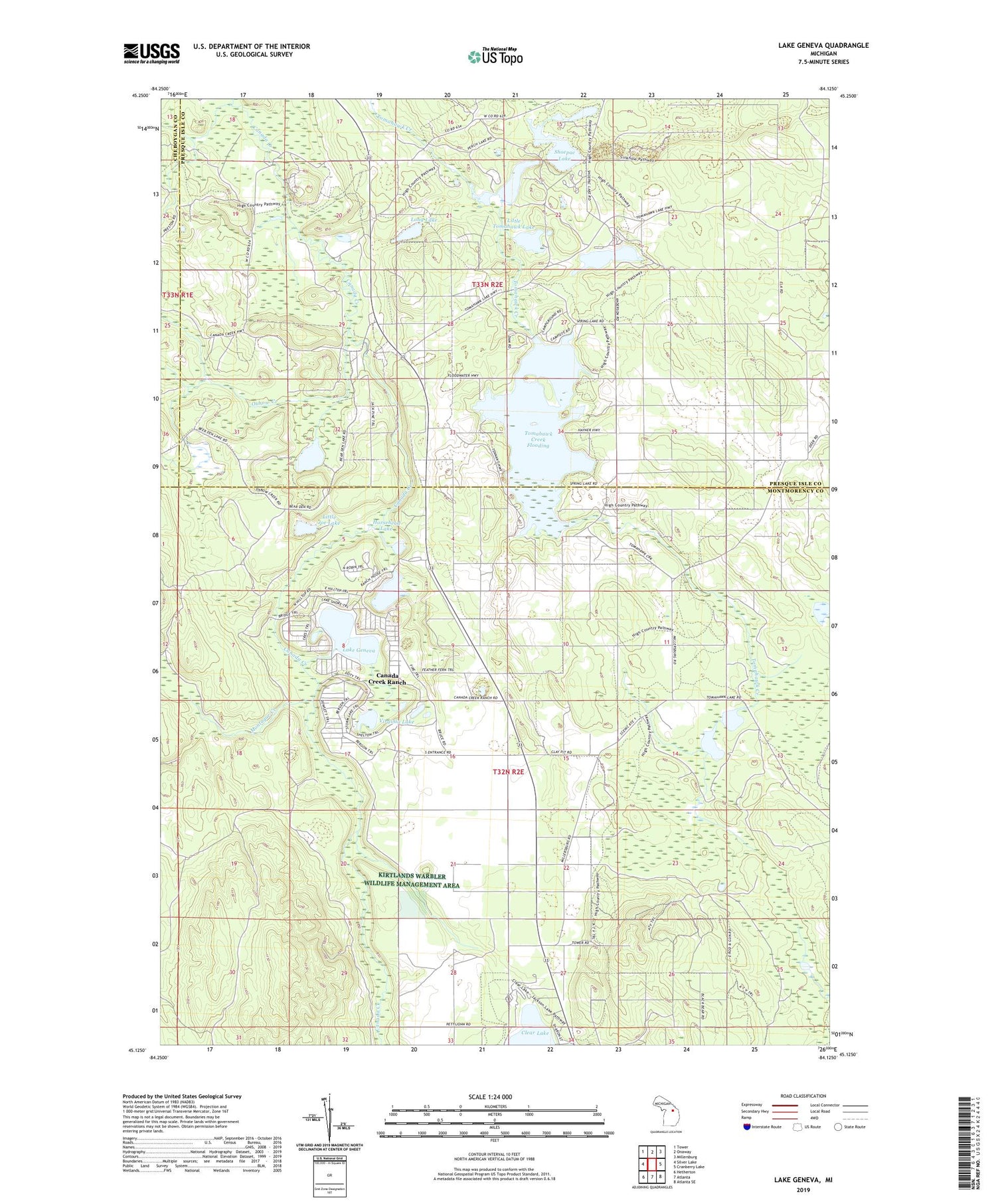 Lake Geneva Michigan US Topo Map Image