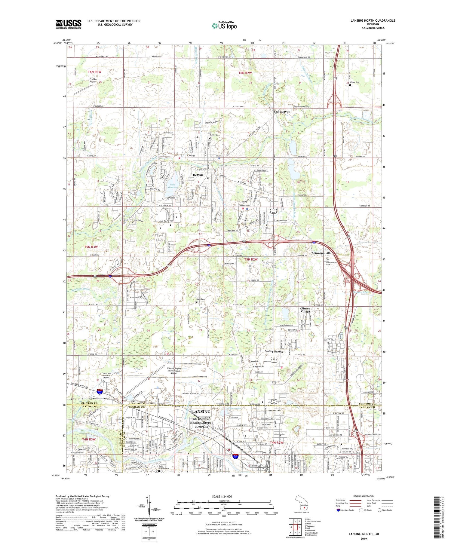 Lansing North Michigan US Topo Map Image