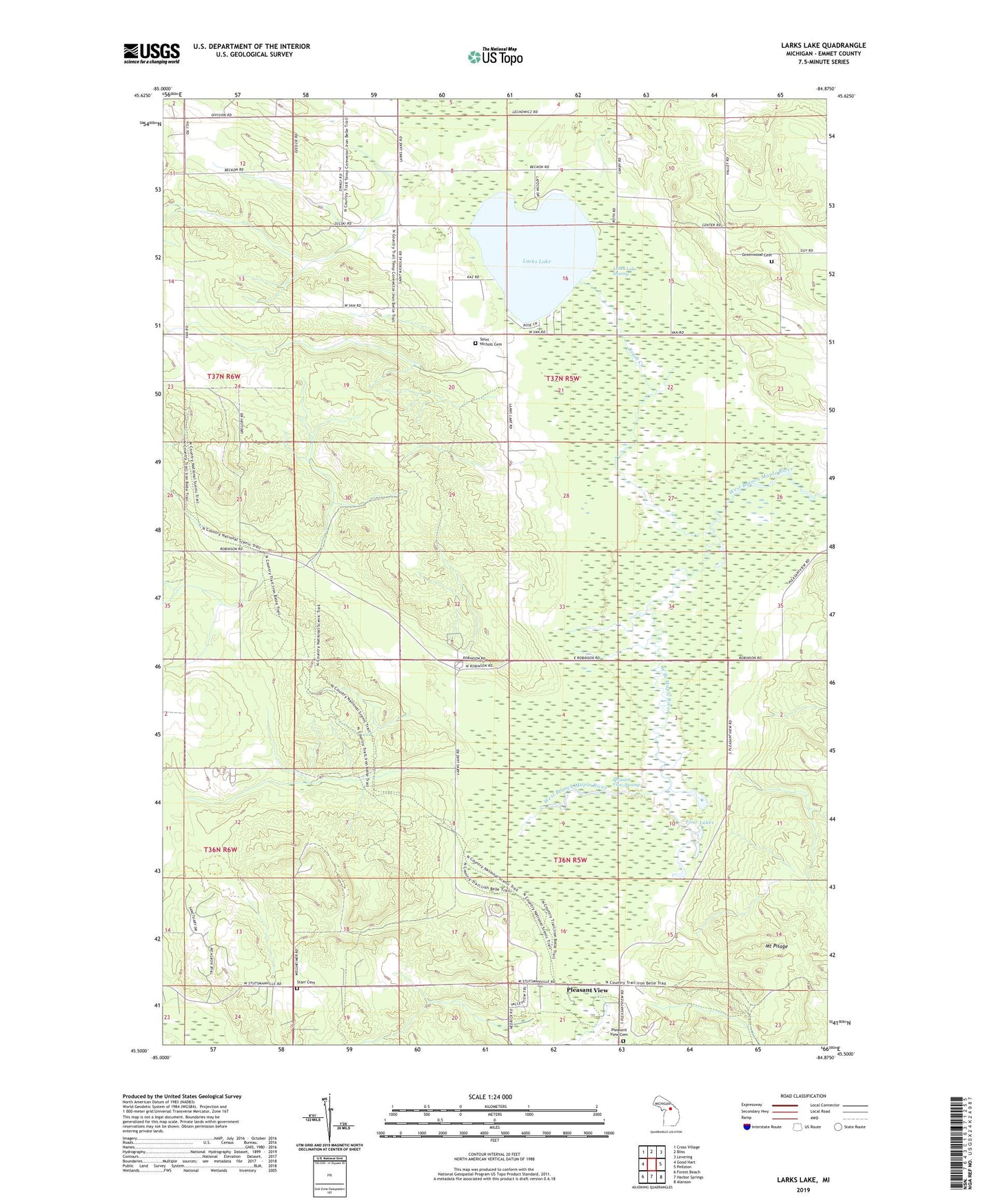 Larks Lake Michigan US Topo Map Image