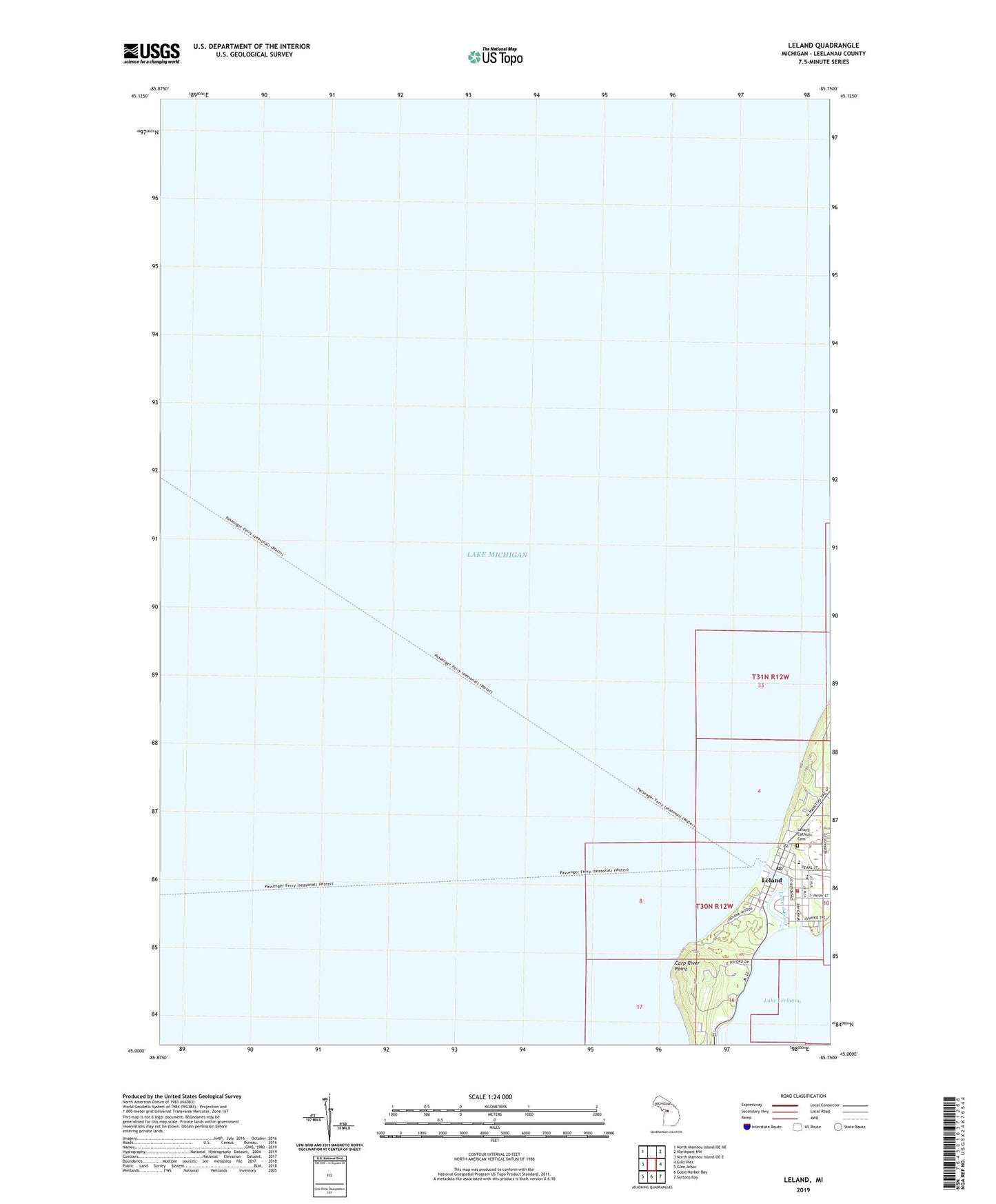 Leland Michigan US Topo Map Image