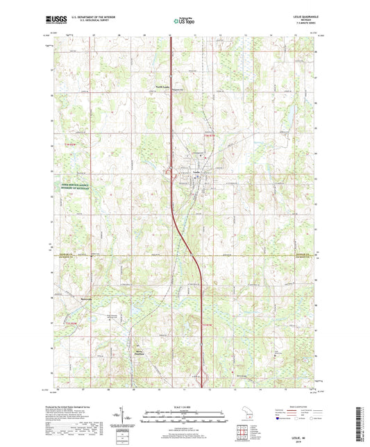 Leslie Michigan US Topo Map Image