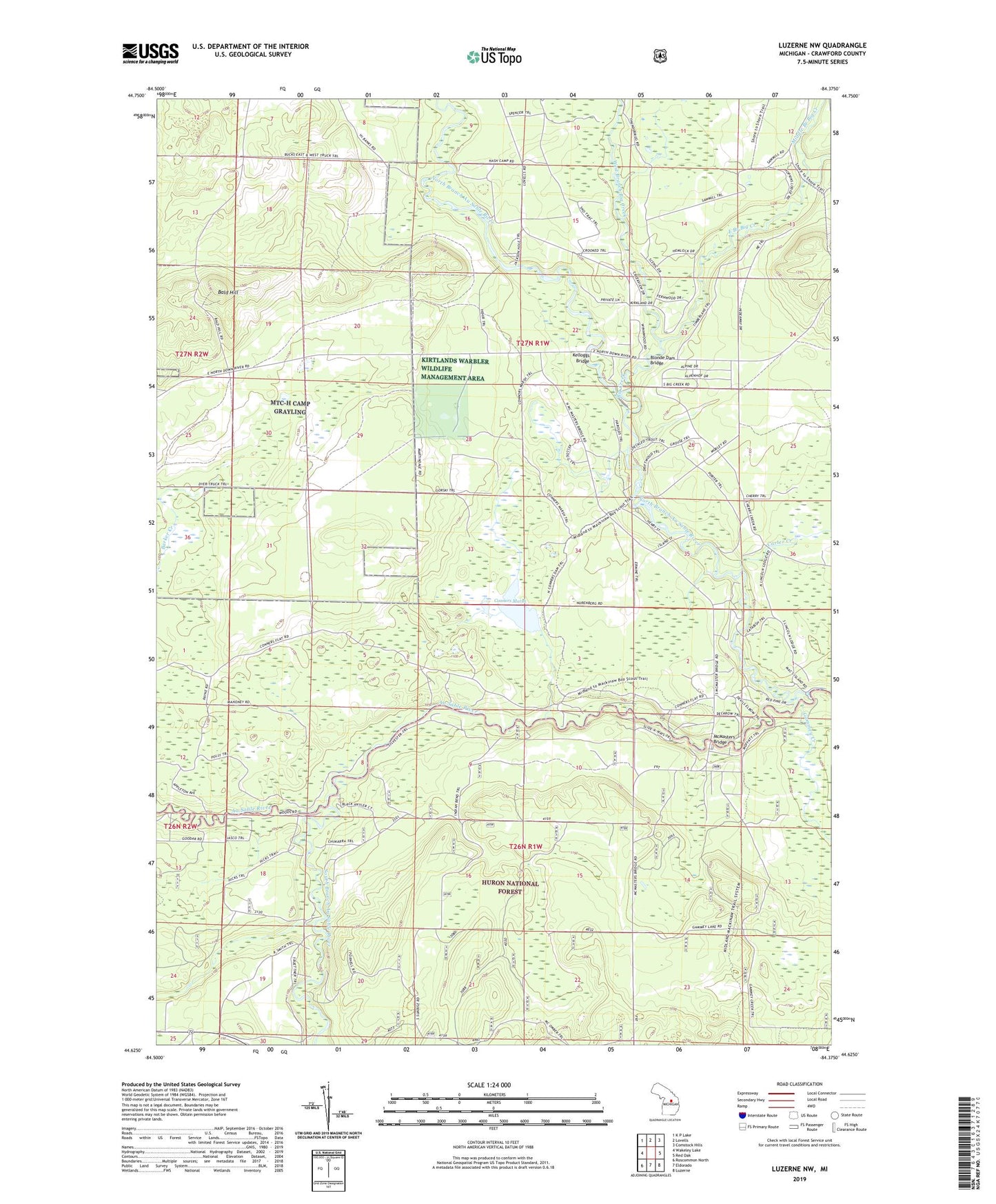Luzerne NW Michigan US Topo Map Image