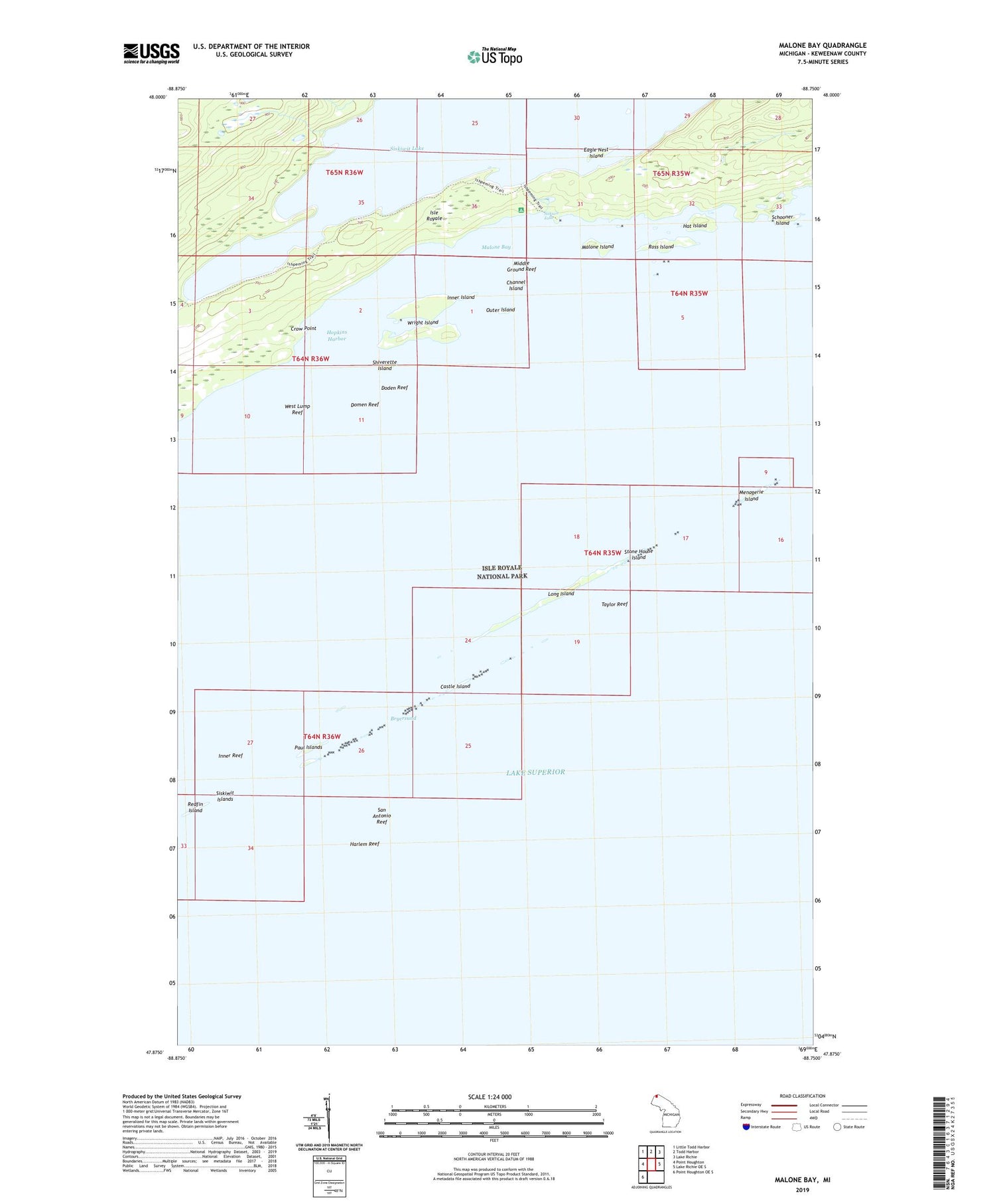 Malone Bay Michigan US Topo Map Image