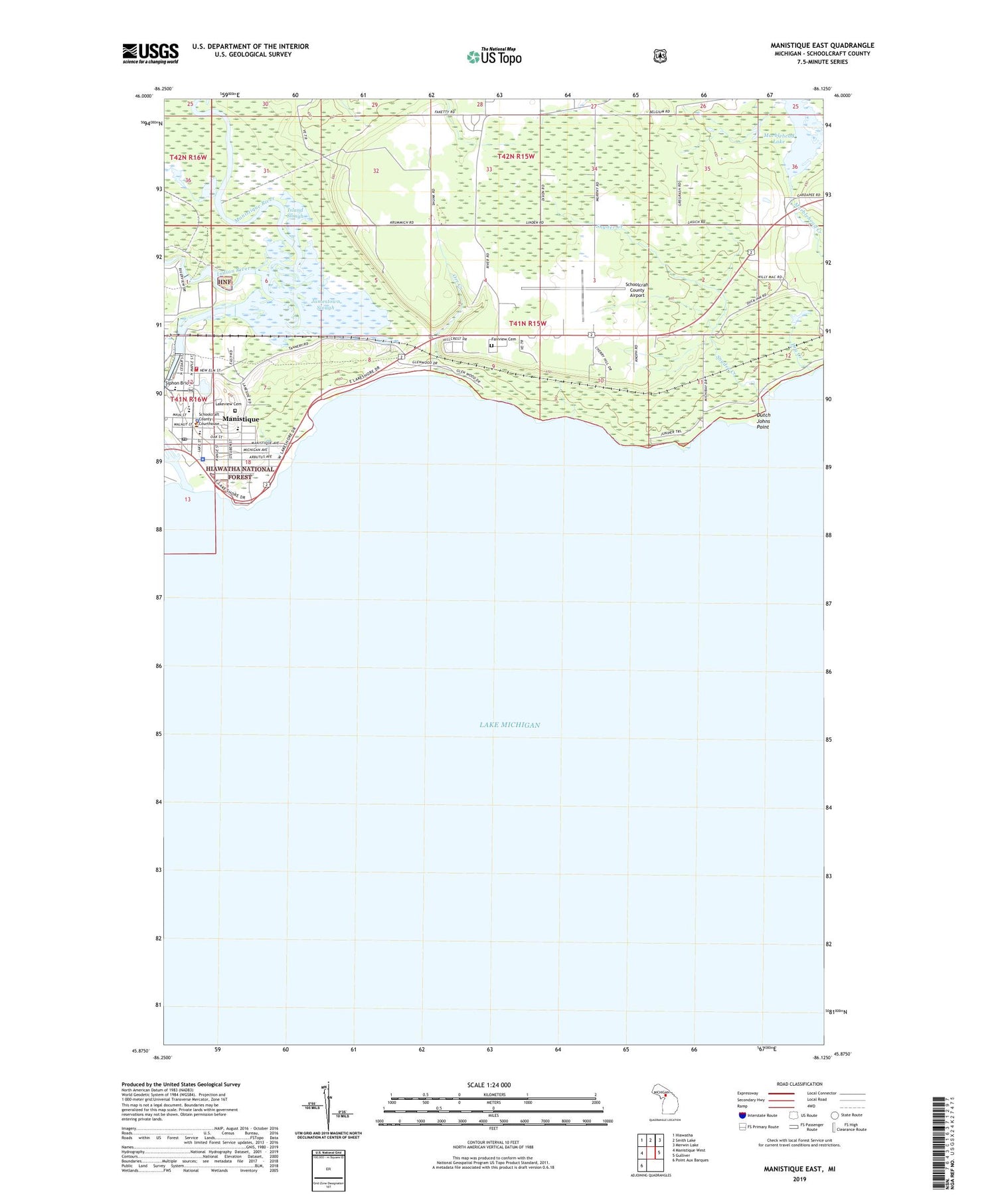 Manistique East Michigan US Topo Map Image