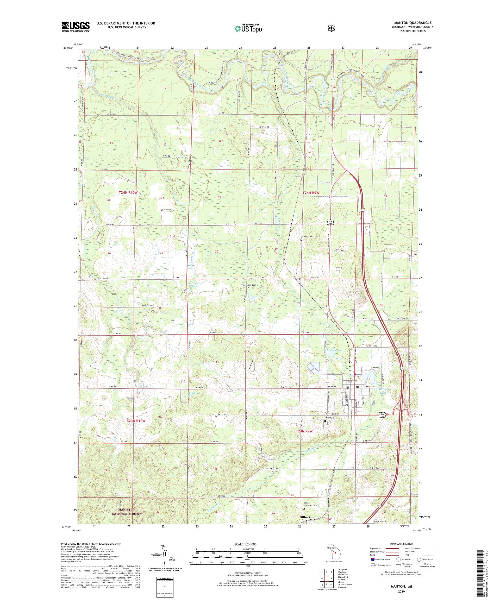Manton Michigan US Topo Map – MyTopo Map Store
