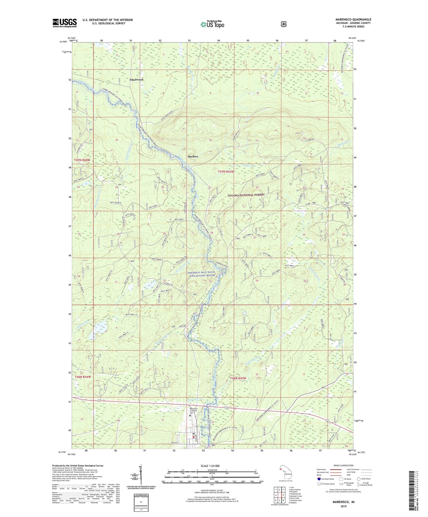 Marenisco Michigan US Topo Map Image