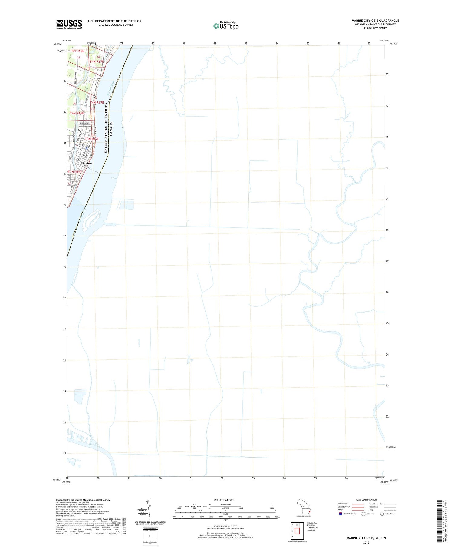 Marine City OE E Michigan US Topo Map Image