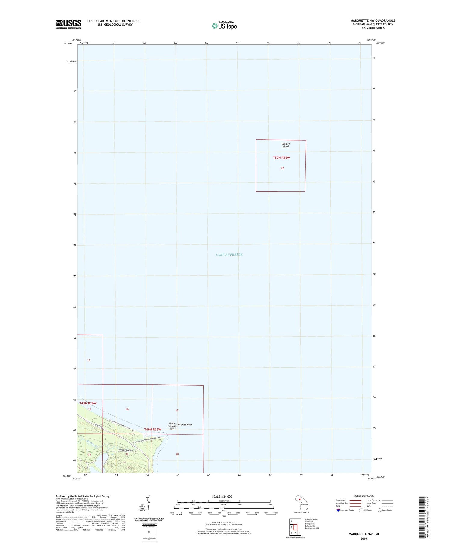 Marquette NW Michigan US Topo Map Image
