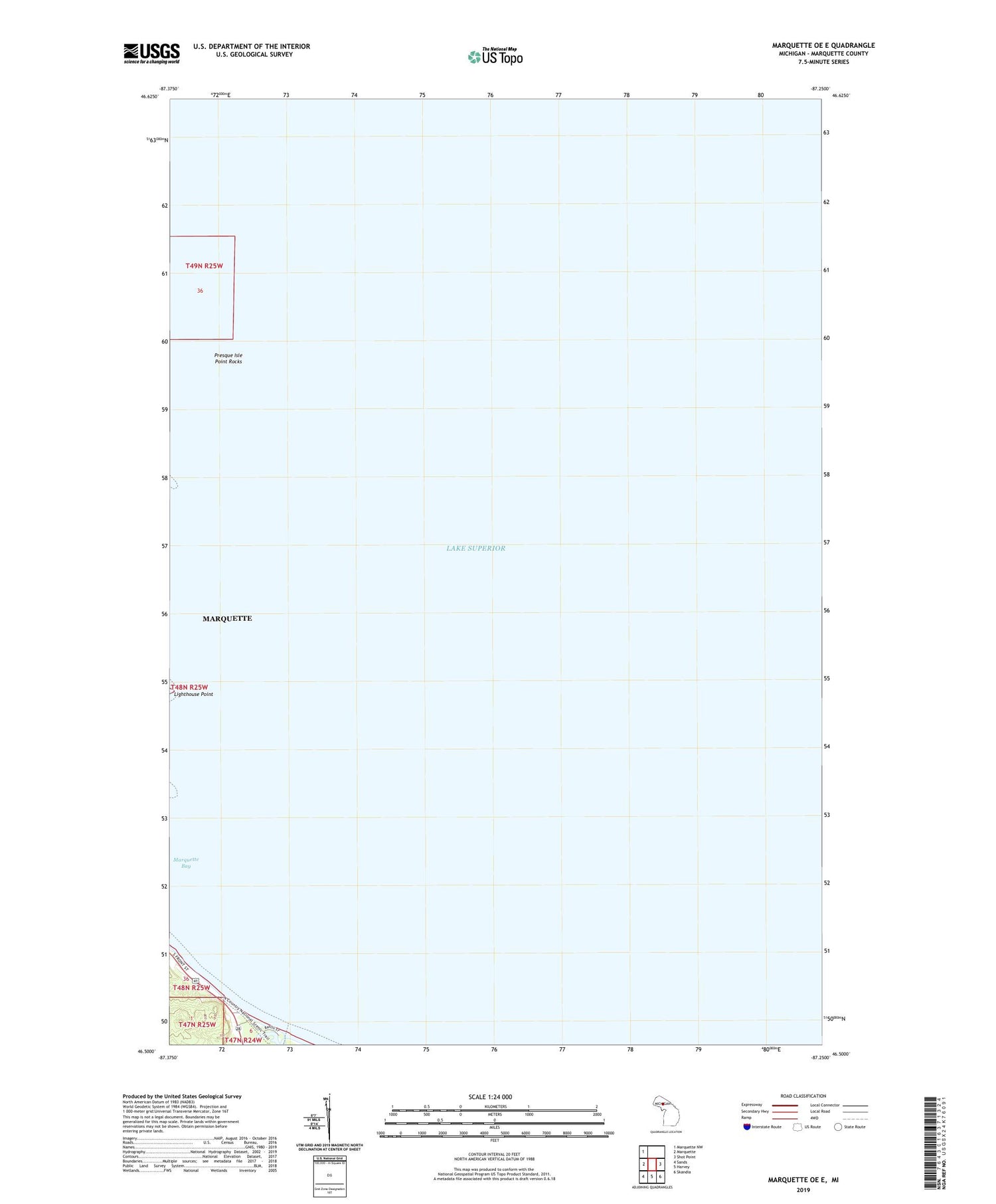 Marquette OE E Michigan US Topo Map Image