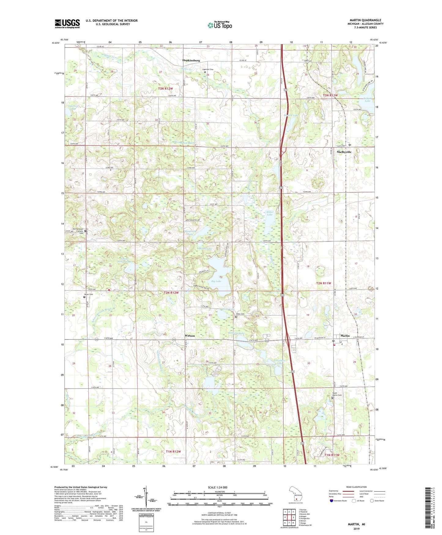 Martin Michigan US Topo Map Image