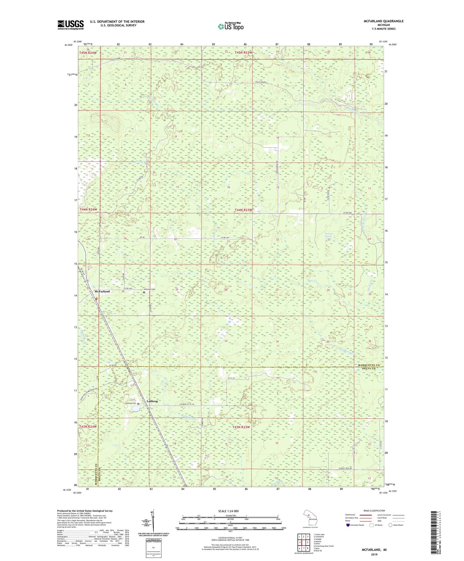 McFarland Michigan US Topo Map Image