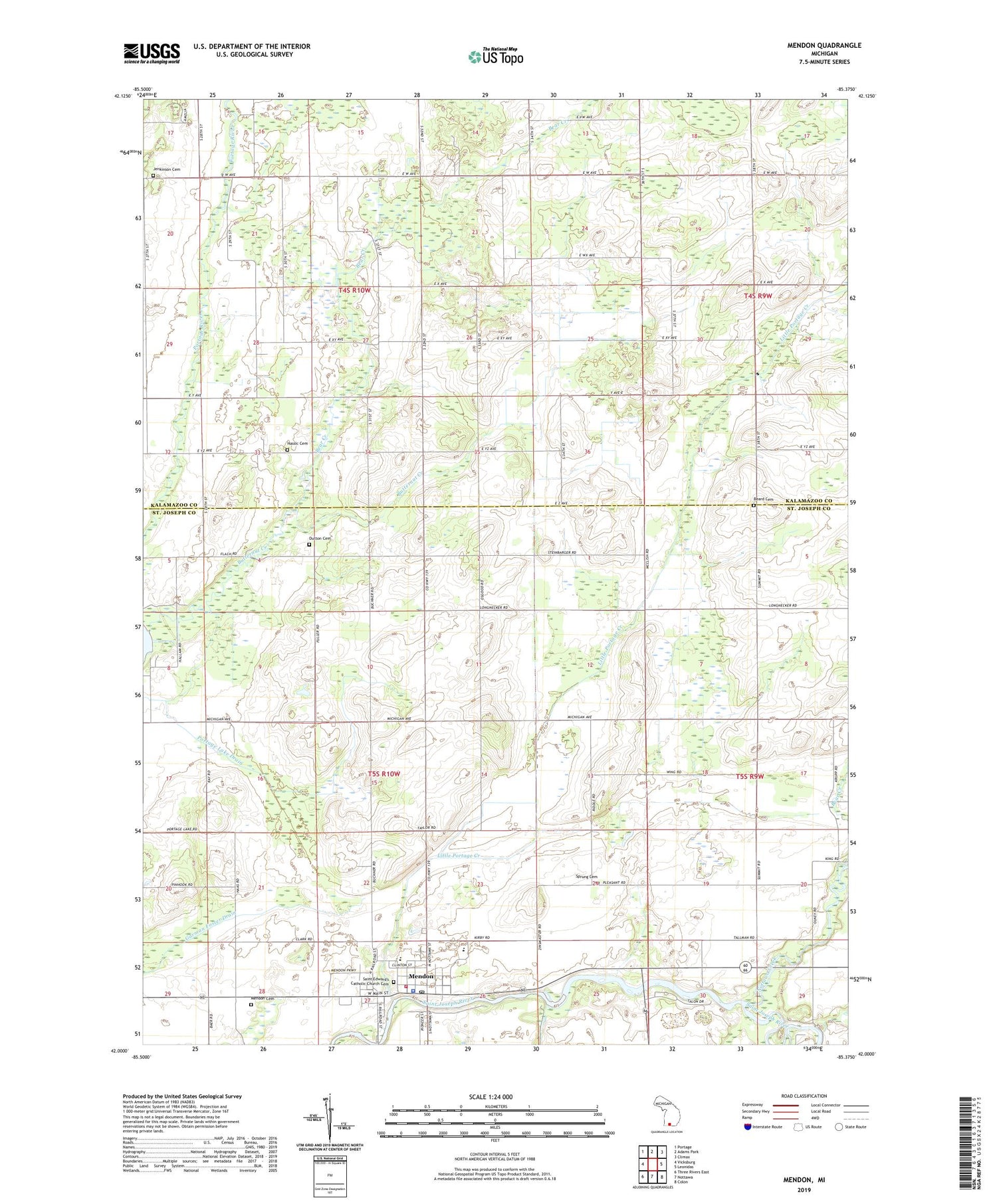 Mendon Michigan US Topo Map Image